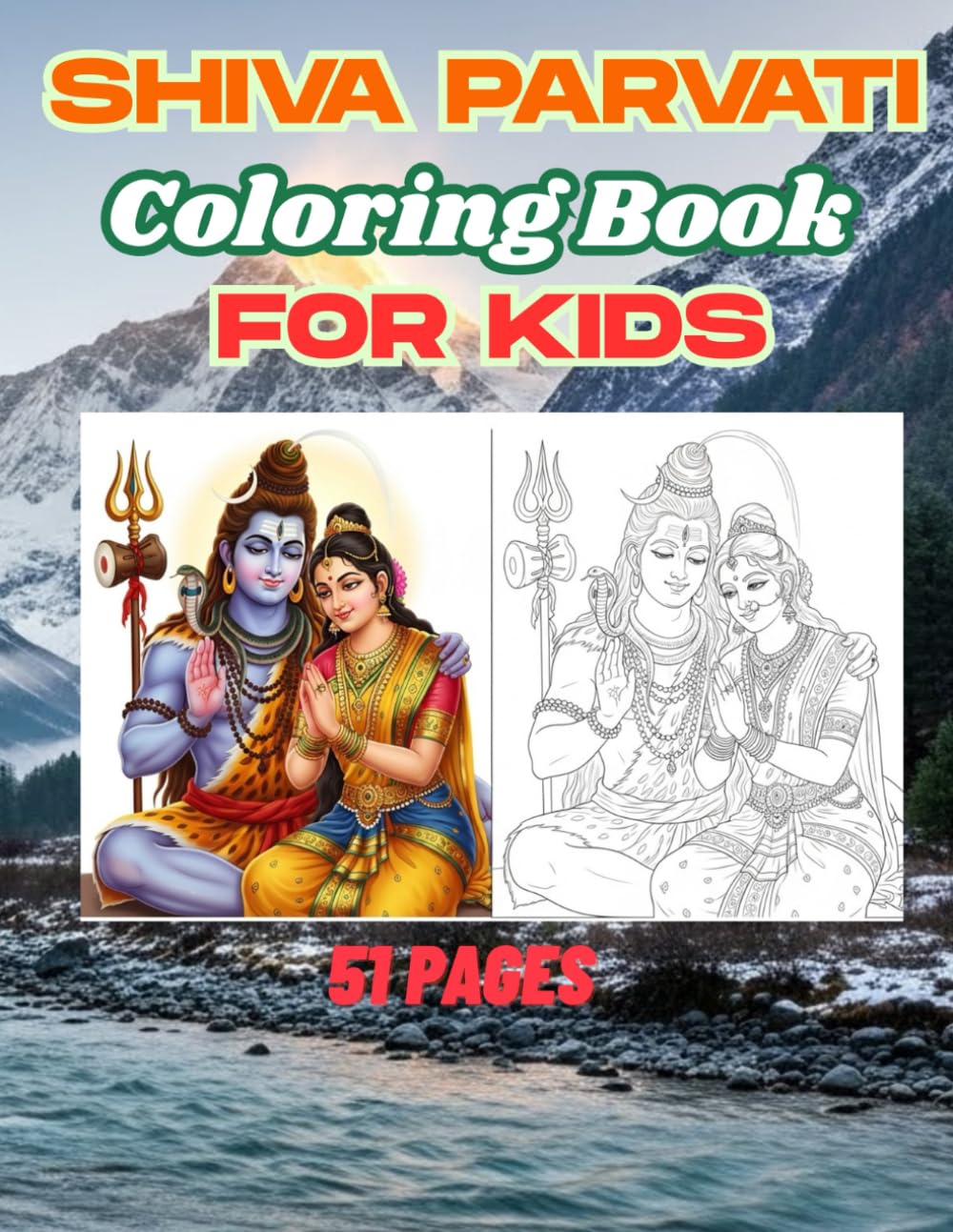Shiva Parvati Coloring Book for Kids: Easy and Relaxing Shiva Parvati Coloring Pages with Bold Outlines for Kids Ages 3–8 (The Divine Shades of Shiva: A Complete Coloring Journey)