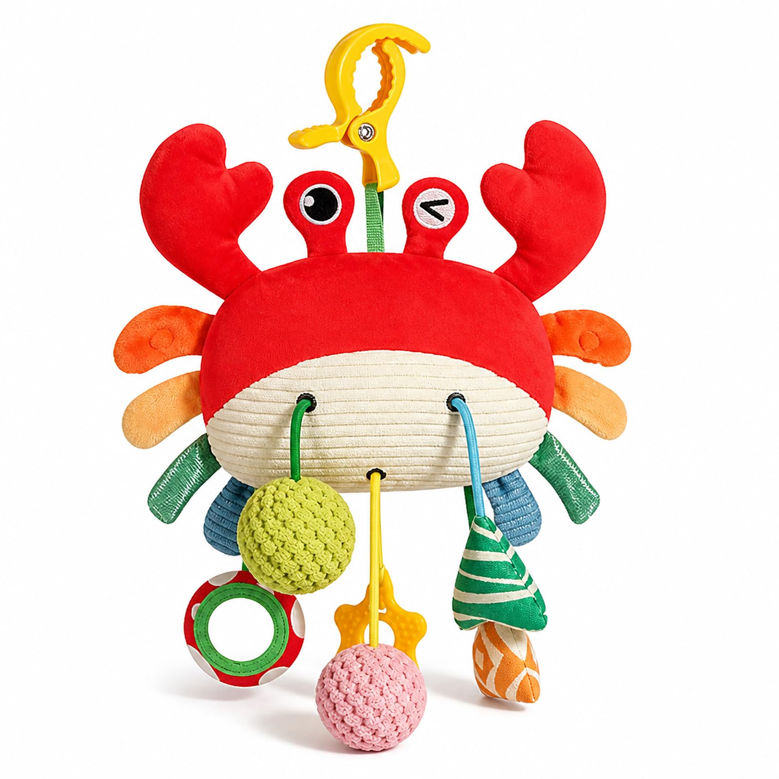 Crab Rattle, Hanging Pushchair Accessory for Travel and Nursery Decor