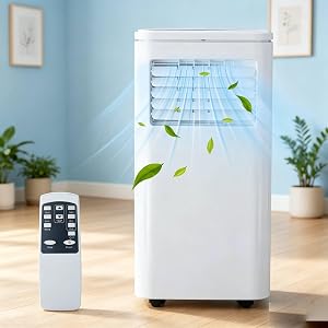 AC Unit,10,000 BTU Portable Air Conditioner,Standing AC Unit with Remote Control, Digital Display, Sleep Mode & 24-Hour Timer, Cools Rooms Up to 450 Sq. Ft., Includes Window Installation Kit