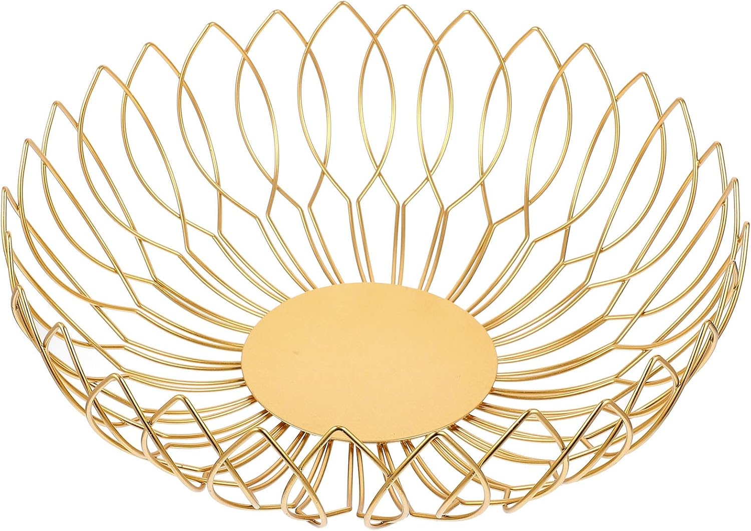 DECHOUS Gold Metal Wire Fruit Basket, 11 Inch Fruit Bowl for Kitchen Counter, Stylish Hollow Design Countertop Fruit Basket Bowl for Fruits, Snacks, Vegetables, for Kitchen Countertop, Home Table