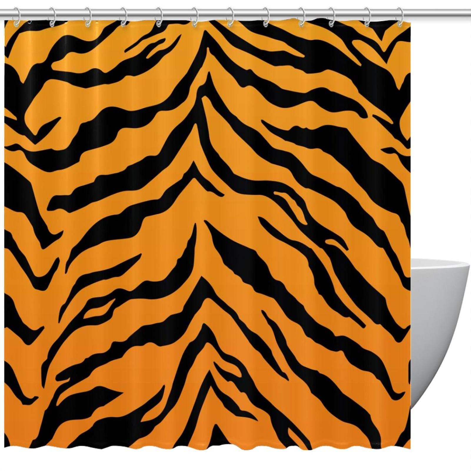 Rideau de douche tigre étanche 183x183 cm pour stopper les éclaboussures