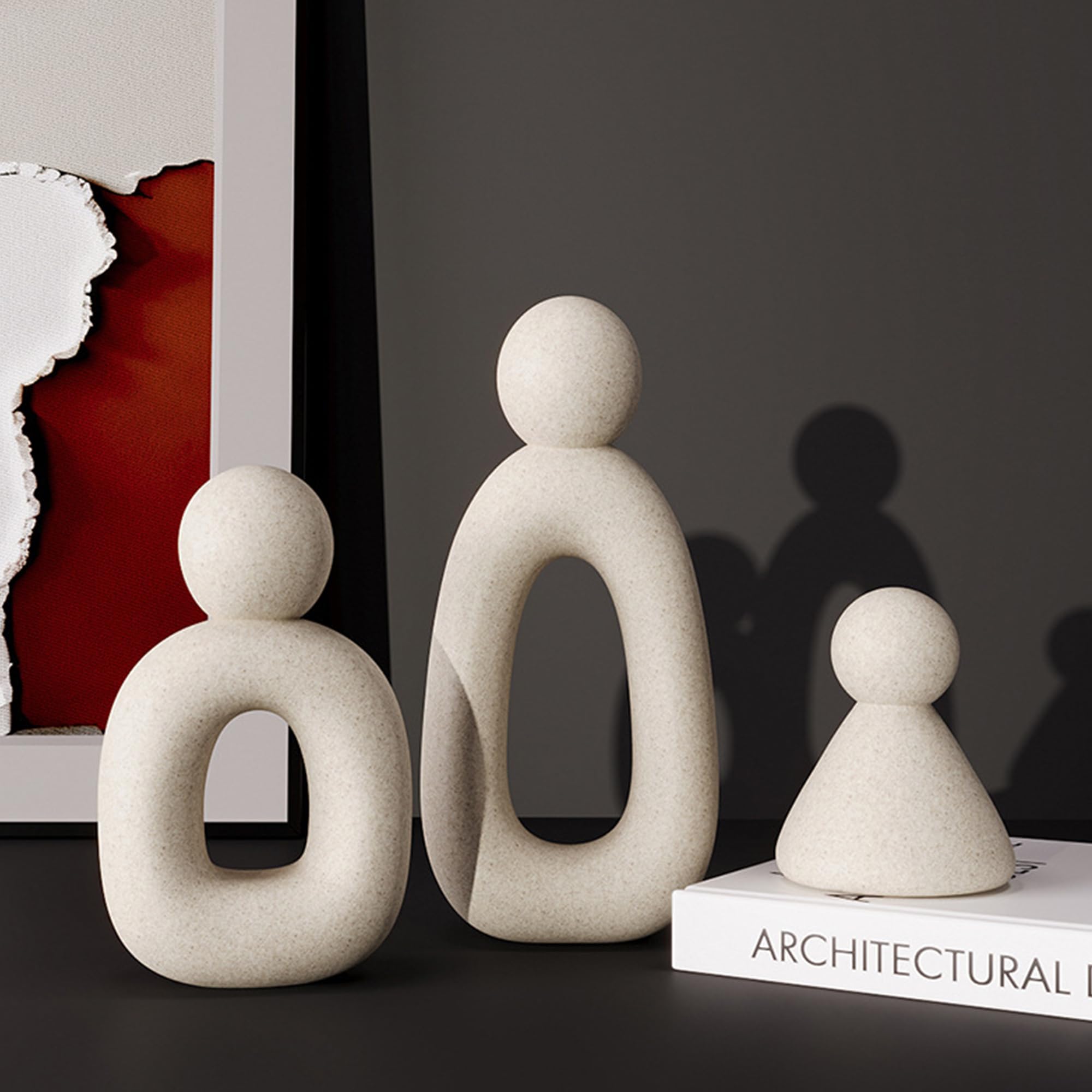 Estatuas abstractas de familia de 3 figuras Esculturas modernas decorativas para hogar estanterías