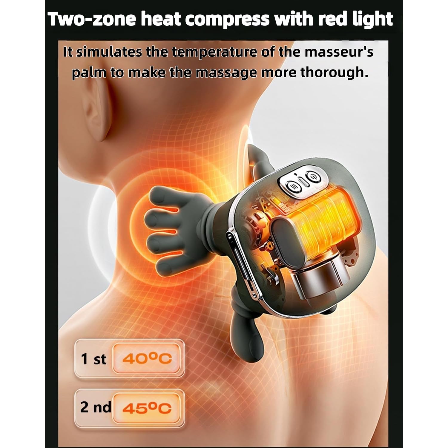 Siaasoo Neck Massager Hand Massager,3 massage settings, 2 temperature settings, electric massage devices with heat, the Master cordless for shoulders, neck, lower abdomen, back