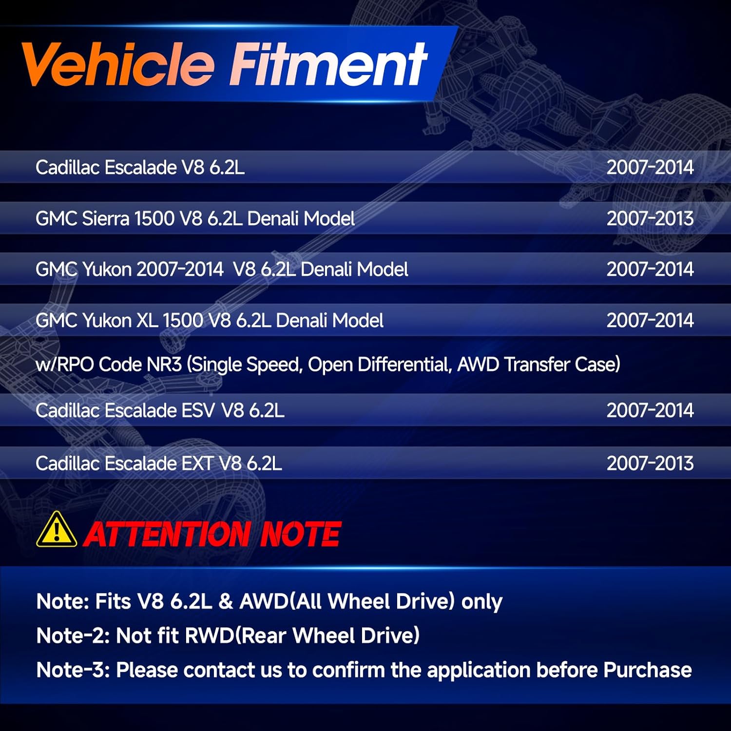 938-075 Front Drive Shaft Prop Shaft Driveshaft Assembly Fit for GMC Sierra 1500 2007-2013, Yukon, Yukon XL 1500 & Cadillac Escalade ESV, Escalade EXT 2007-2014, AWD, OE 651016, 22845693