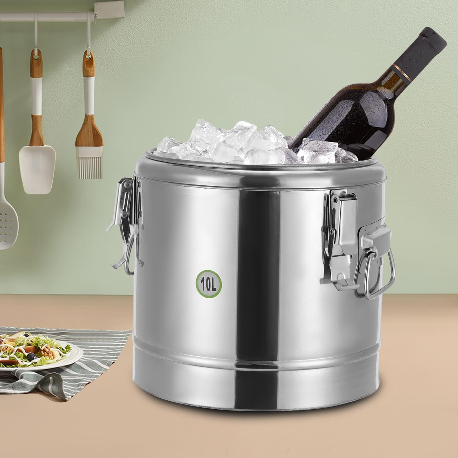 Contenedor de sopa isotérmica de acero inoxidable 304, 10L, aislamiento fuerte 12 H caliente o frío, contenedor de alimentos isotérmico para restaurantes, cantinas de hoteles
