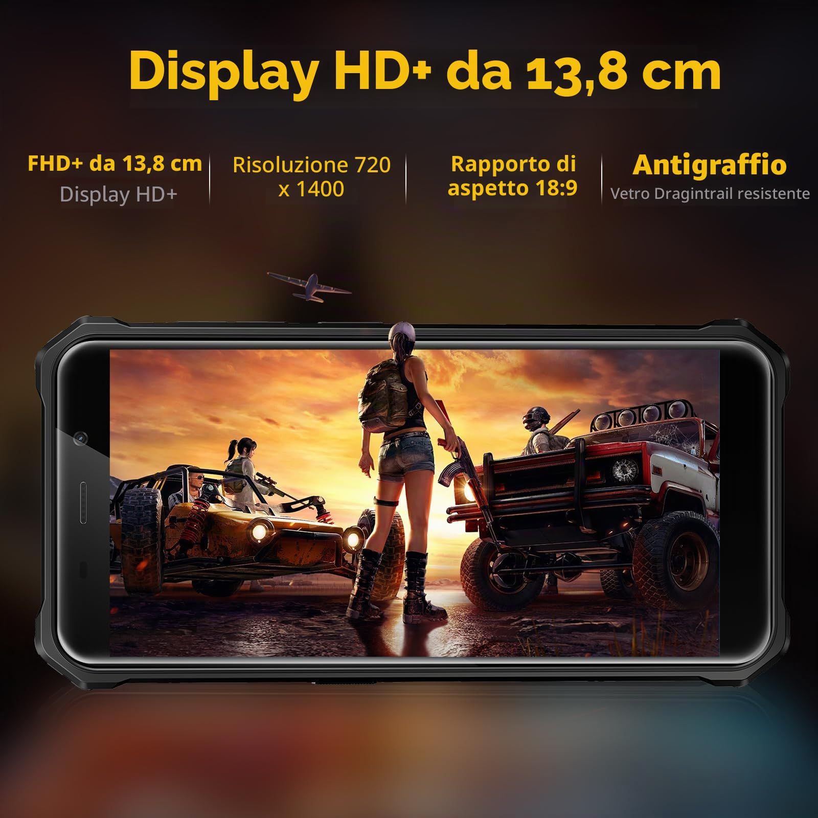 FOSSiBOT F101 PRO Rugged Smartphone 15+128GB Android 13 5.45" HD+ Display 1.32”, 10600mAh Telefono Indistruttibile, IP68 IP69K, Fotocamera 24+8MP Dual SIM 4G GPS/OTG