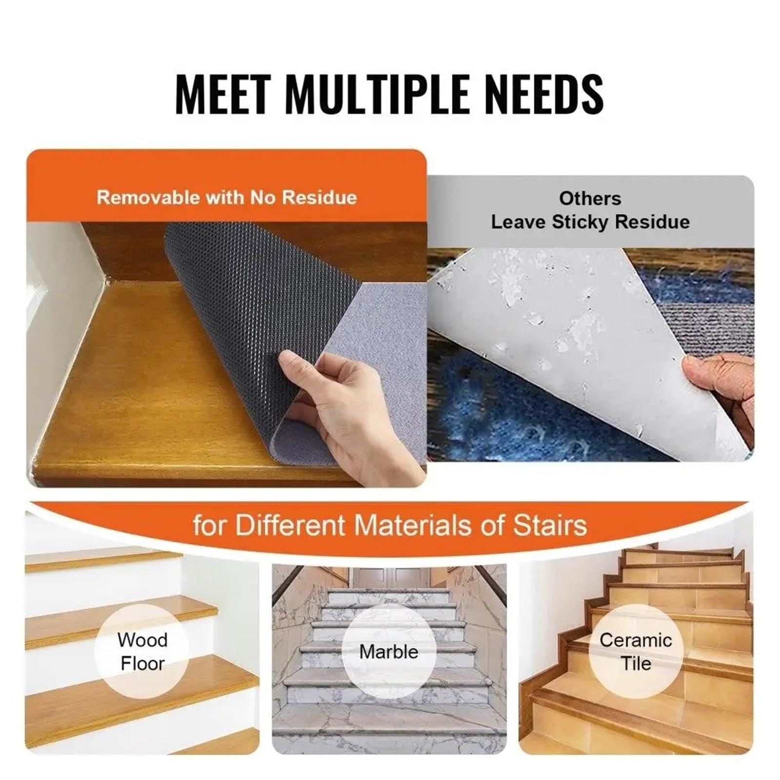 15 peldaños antideslizantes para escaleras, juego de 15 piezas para peldaños de madera, seguros para niños, mascotas, personas mayores, cómodas y seguras para el hogar