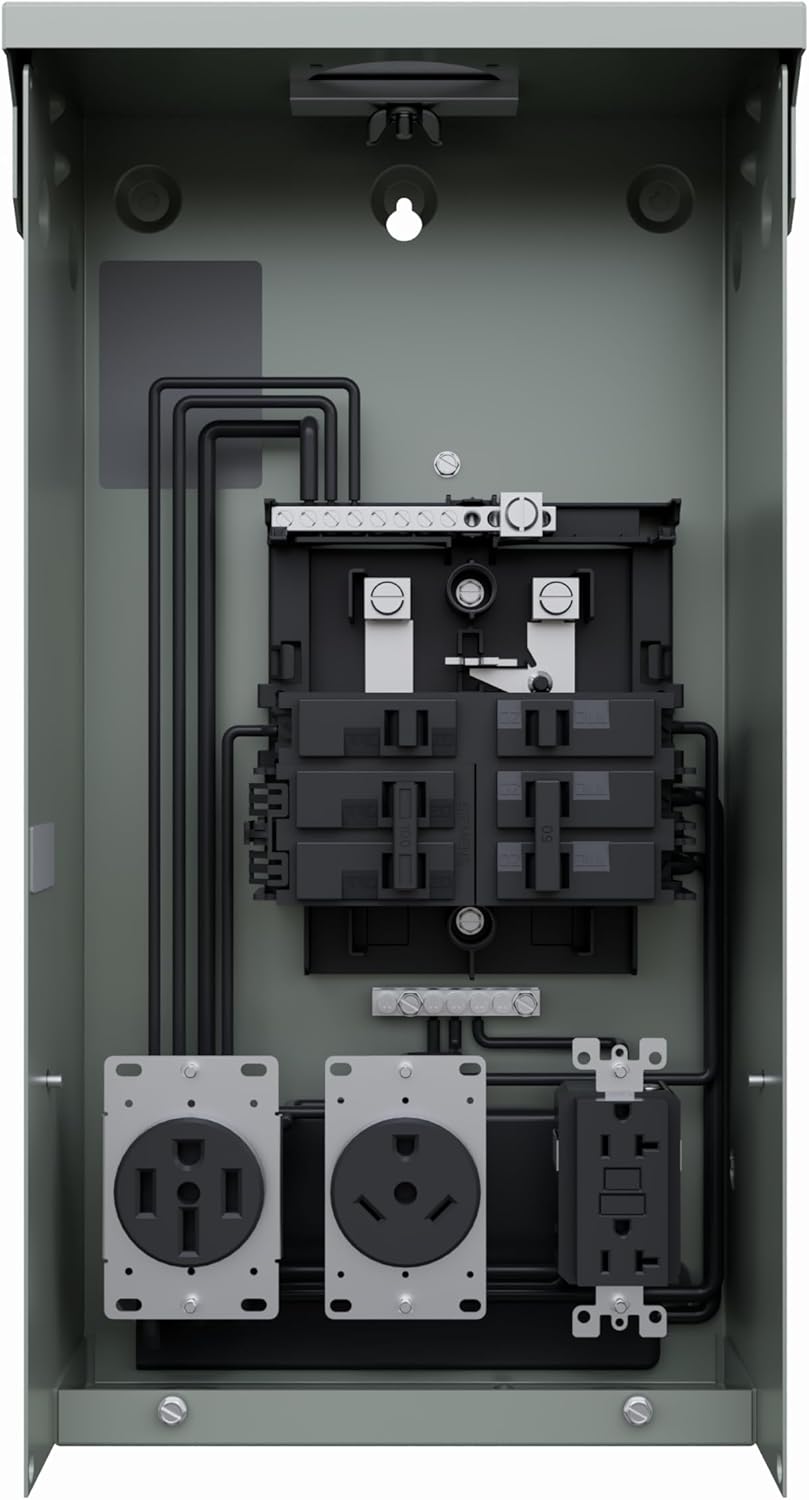 Siemens TD137US Talon Temporary Power Outlet Panel with one 20 (5-20R2GFI Rated) and one 30 (TT30R Rated) Amp Receptacle Installed, 100 Amp Main Breaker, Unmetered