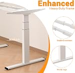 ERGOMAKER Moteur double 3 Stage Électrique Hauteur Cadre de bureau réglable, pieds de bureau debout Assieds-toi à debout Bureau de bureau Frame de bureau pour la maison, blanc