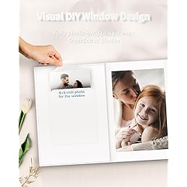 Artfeel Photo Album 4x6 with 100 Pockets,Slip-in Picture Albums,Linen Cover Memory Book with Front Window,White Page Vertical Photo Book for Wedding,Family,Anniversare,Baby,Vacation