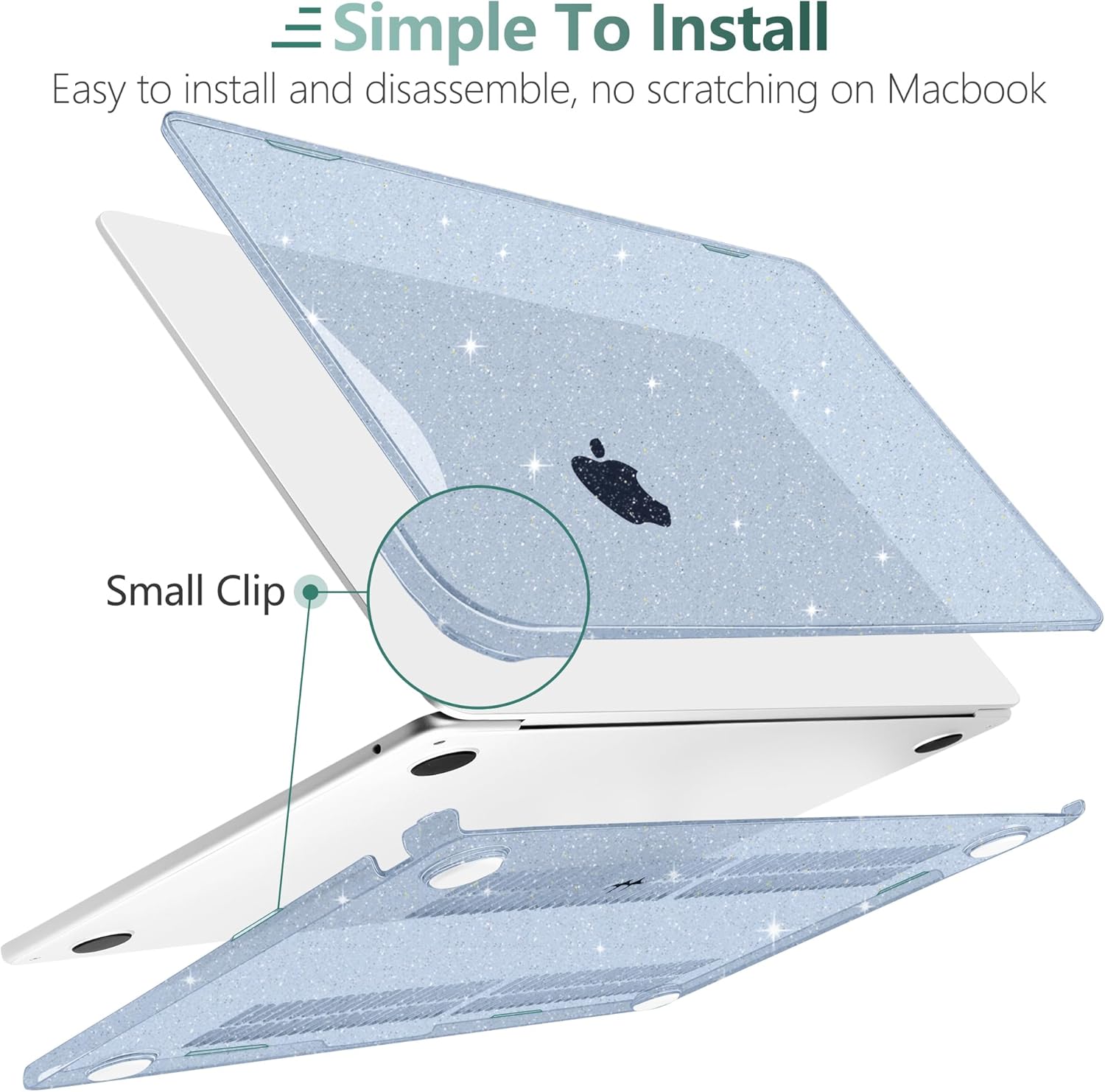 TWOLSKOO for MacBook Air 13.6 inch Case 2025 2024 2022 Release M4 A3240 M3 A3113 M2 A2681, Plastic Hard Shell & Trackpad Film & Keyboard Cover & Screen Film for MacBook Air 13 inch, Star Blue - Image 4