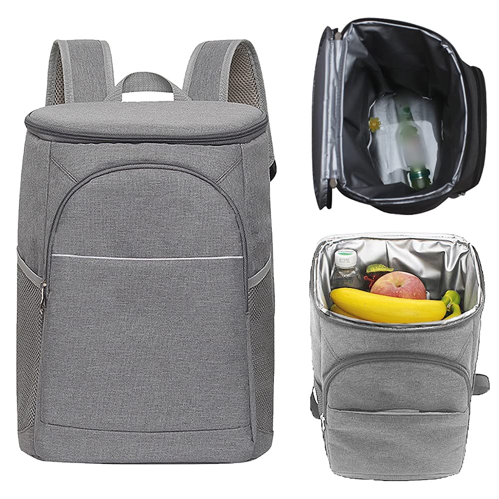 Doppeldecker weicher Kühlrucksack mit hartem Innenfutter, Wärmedämmtasche Oxford wasserdichte Lunchbox Isoliertasche Leichter Rucksack für Camping BBQ Familie Outdoor-Aktivitäten