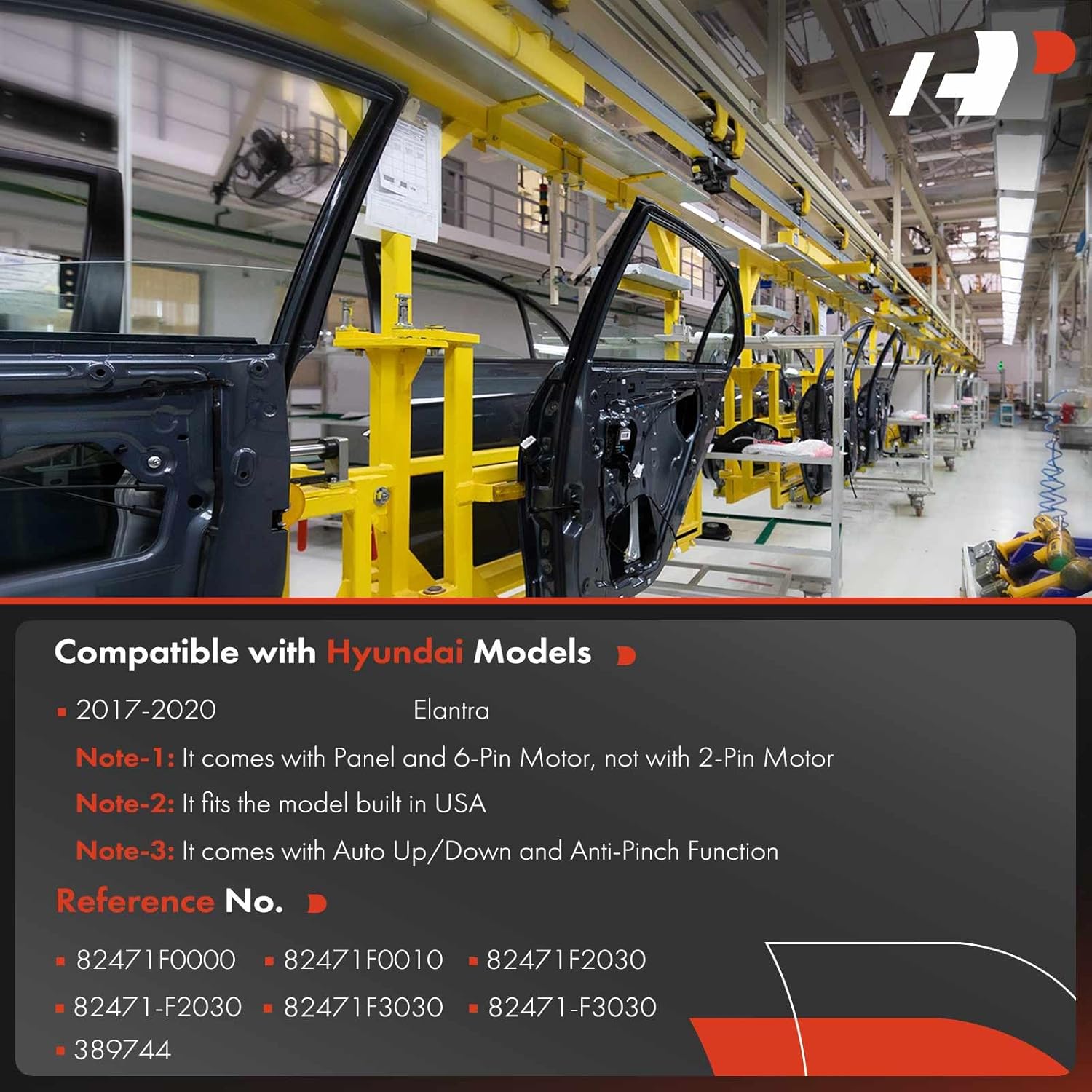 A-Premium Front Left Driver Side Electric Power Window Regulator with Motor Compatible with Hyundai Elantra 2017 2018 2019 2020