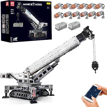 Mould King 17002 Technology 11200 Crane with 12 Motors, Remote Controlled Crawler Crane Truck Building Set 4000+PCS
