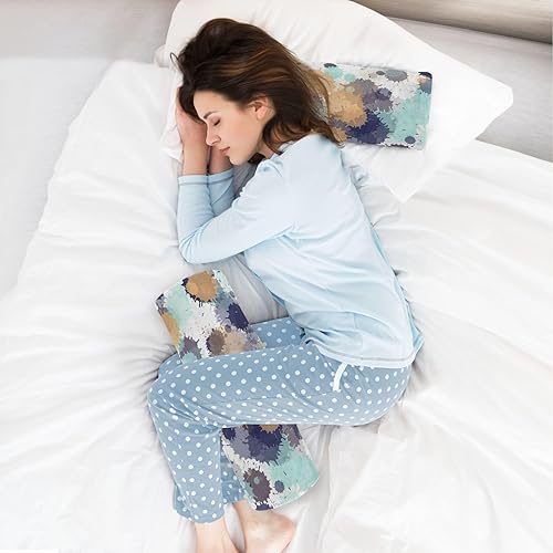 Miniatura 6 de Rodillo cervical redondo con manchas de tinta retro, almohada para el cuello, almohada redonda decorativa redonda para soporte de cama, almohada de