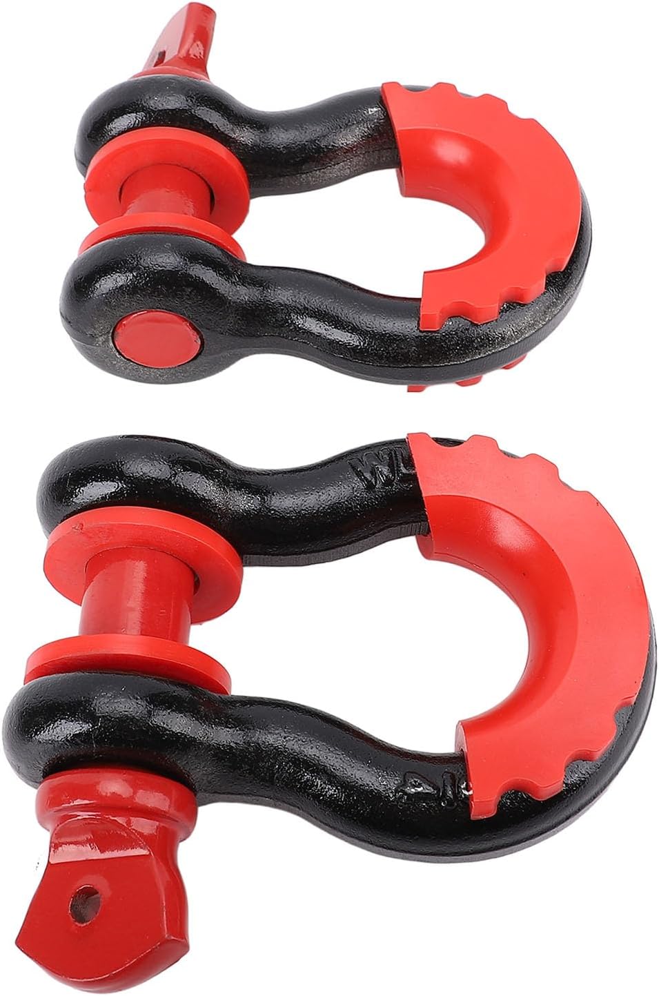8800LBS Heavy Duty D Ring Auto Shackle for Offroad Towing - 2Pcs Black with Red Axes, Ideal for Tow Strap Winch Vehicle Recovery