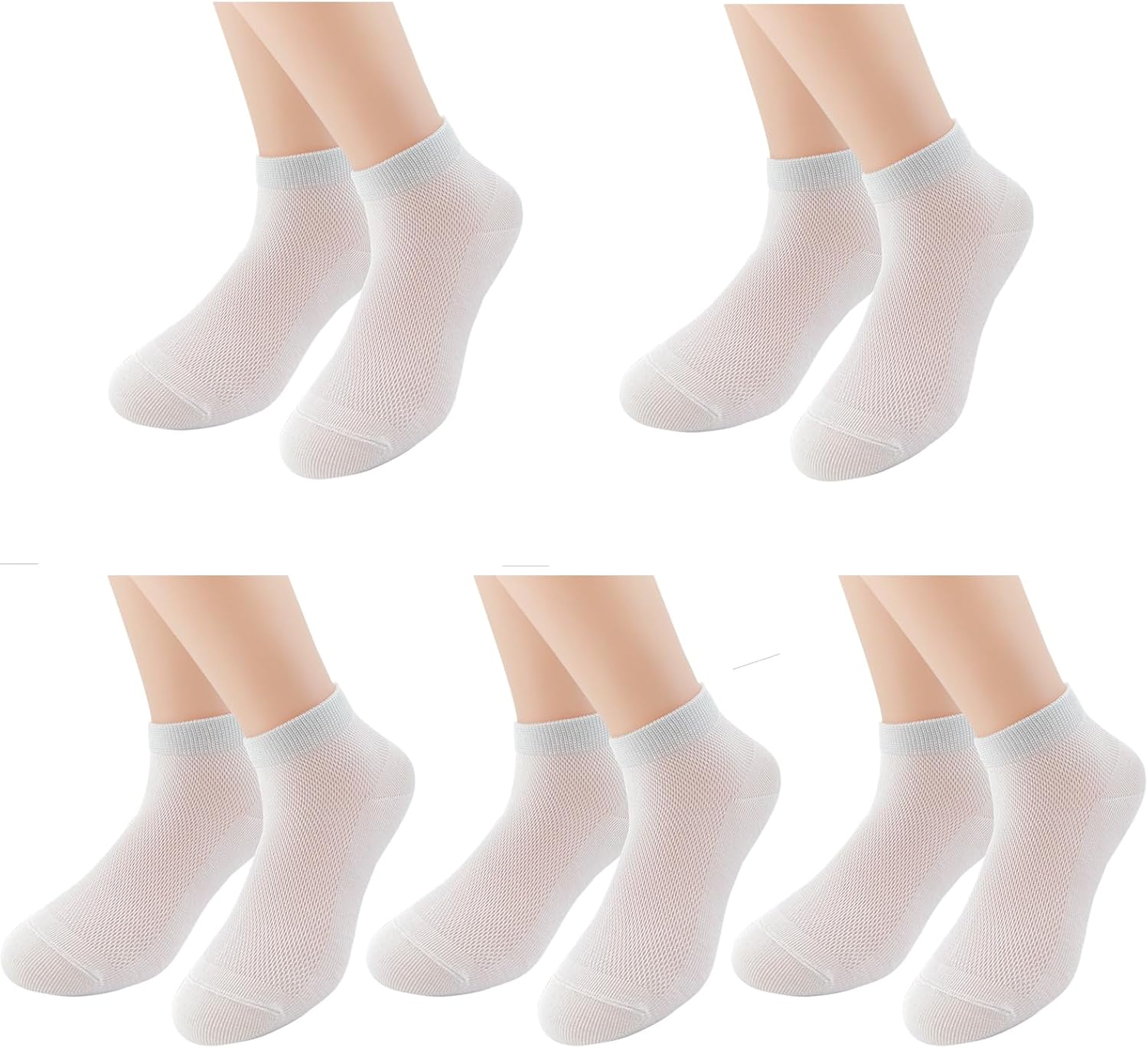 Baby Boys Girls Cotton Ankle Socks Toddler White Thin Summer Mesh Solid School Dress Crew Socks for Kids 5 Pairs