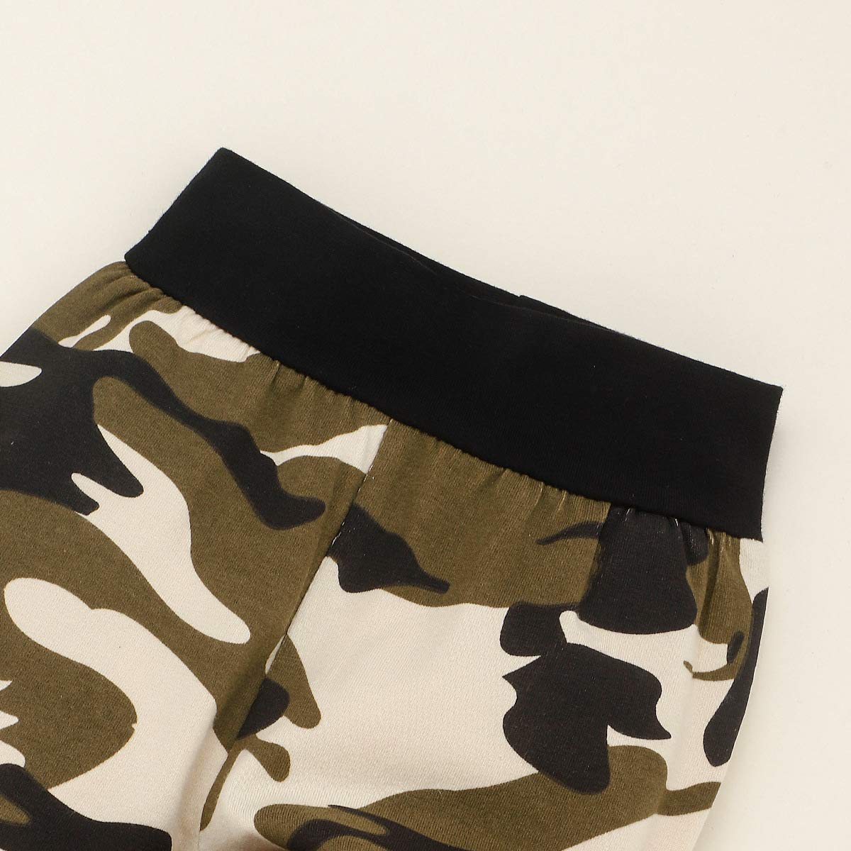 Baby Boy kamuflaż zestaw z długim rękawem tata chłopiec kamuflaż bluza top + kieszenie + długie spodnie, zielony, 6-12 mois