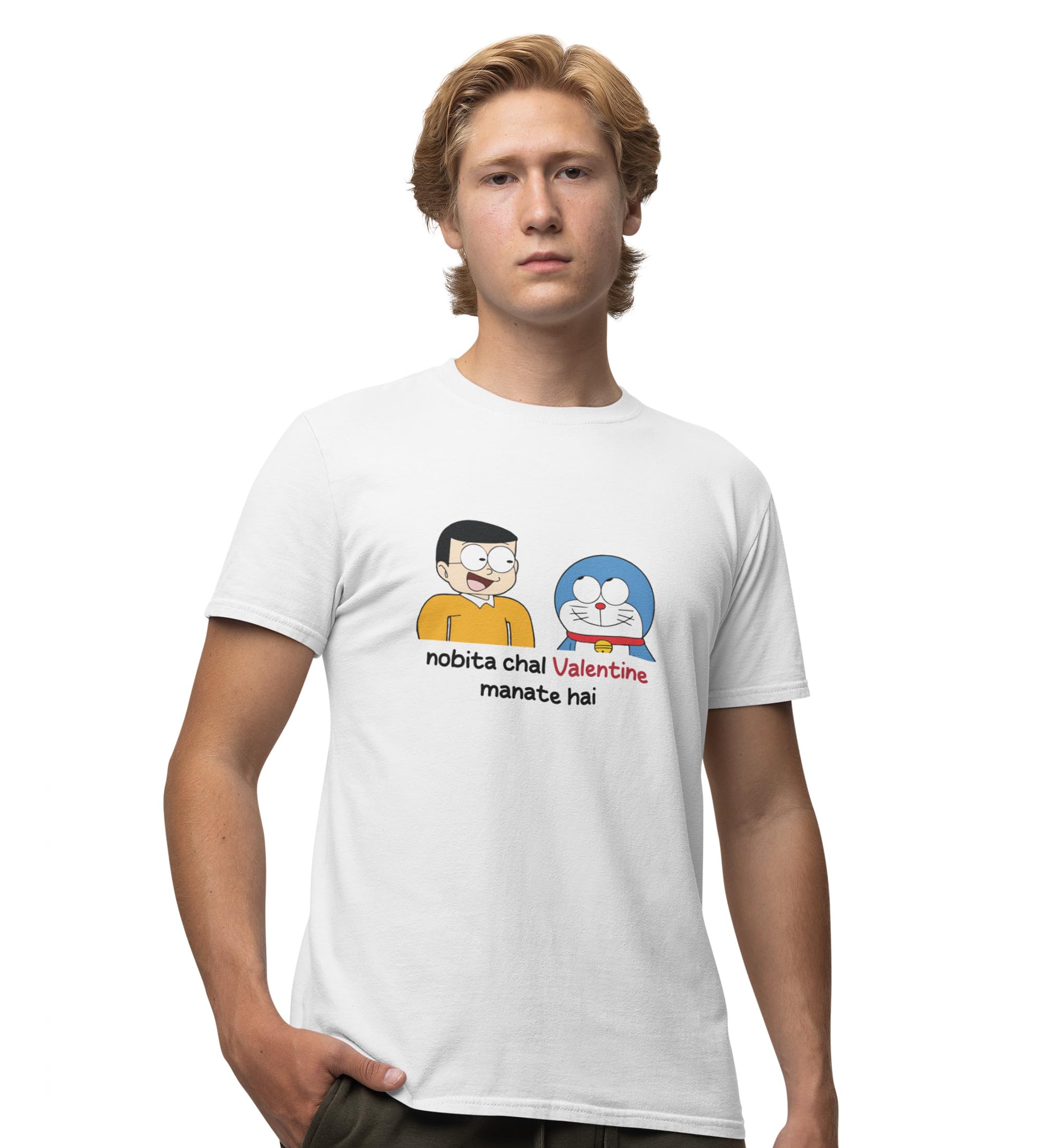 RUSHAANLet's Celebrate Valentine: Printed (White) T-Shirt for Singles