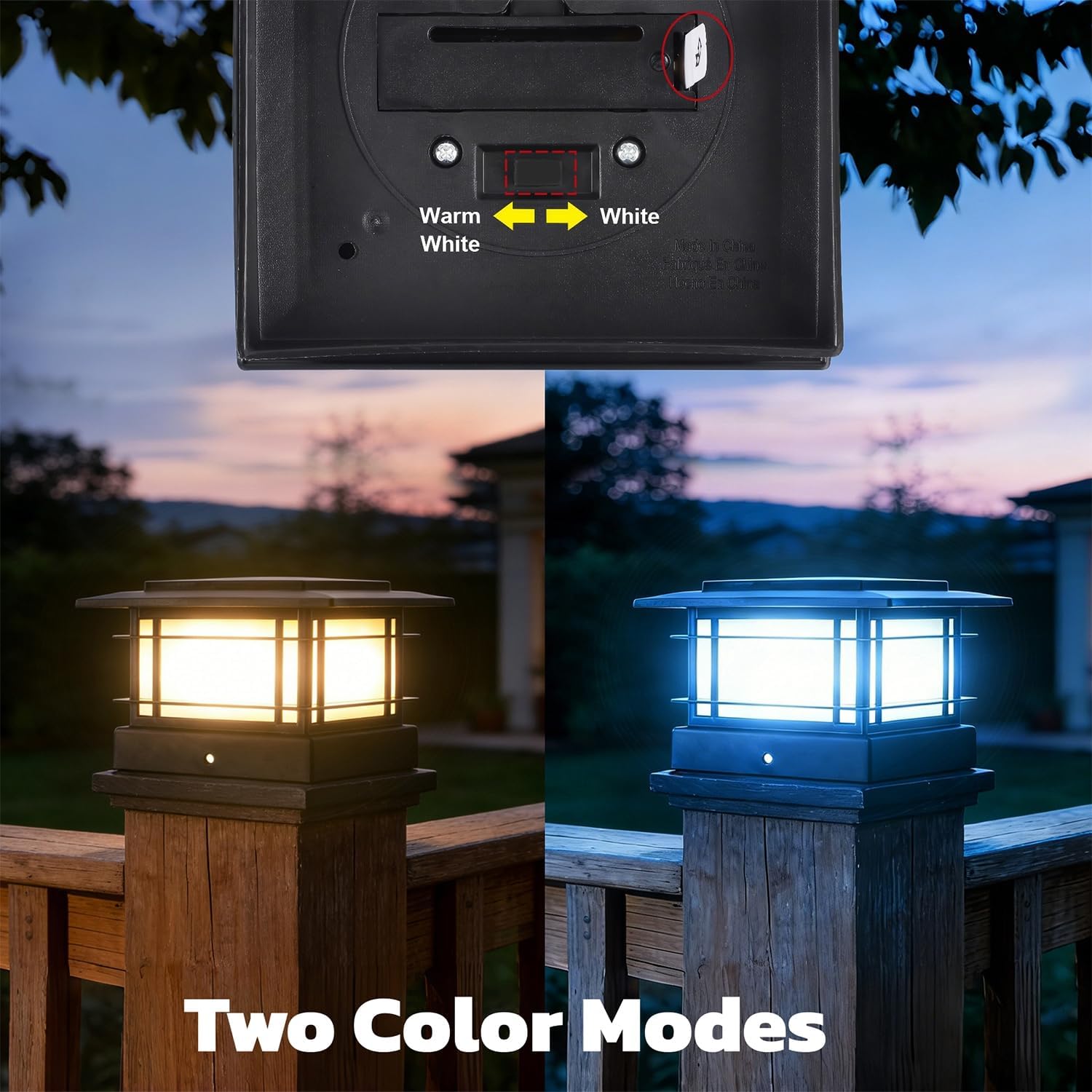 Condition photo showing New/Like New for dynaming 4x4 solar post cap lights outdoor with 2 color modes, fence post solar lights black shell fit for vinyl/wooden posts, high brightness smd led lighting decor for garden deck patio, 12 pack black warm white/white, for 4x4 posts 12 pack, for 4x4 posts