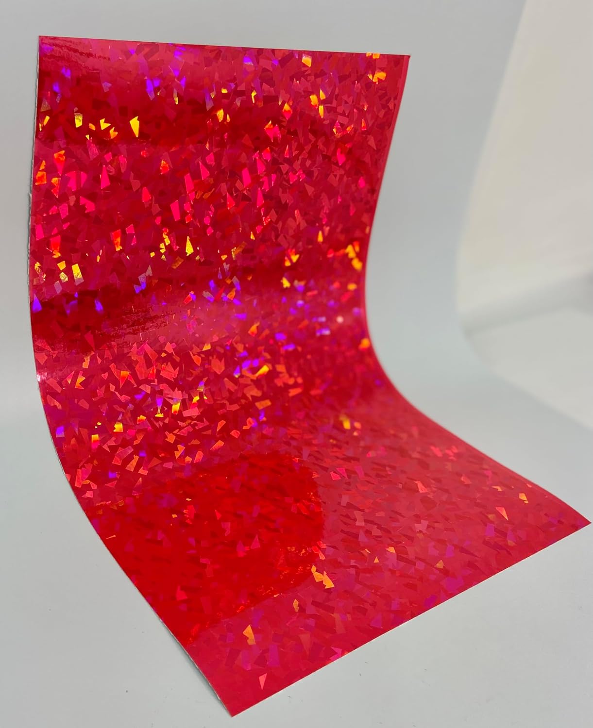 Holographic Crystal Sign Vinyl, HOLOCRYSTAL self-Adhesive Plastic (24 inch x 10 feet, Fluorescent Hot Pink)