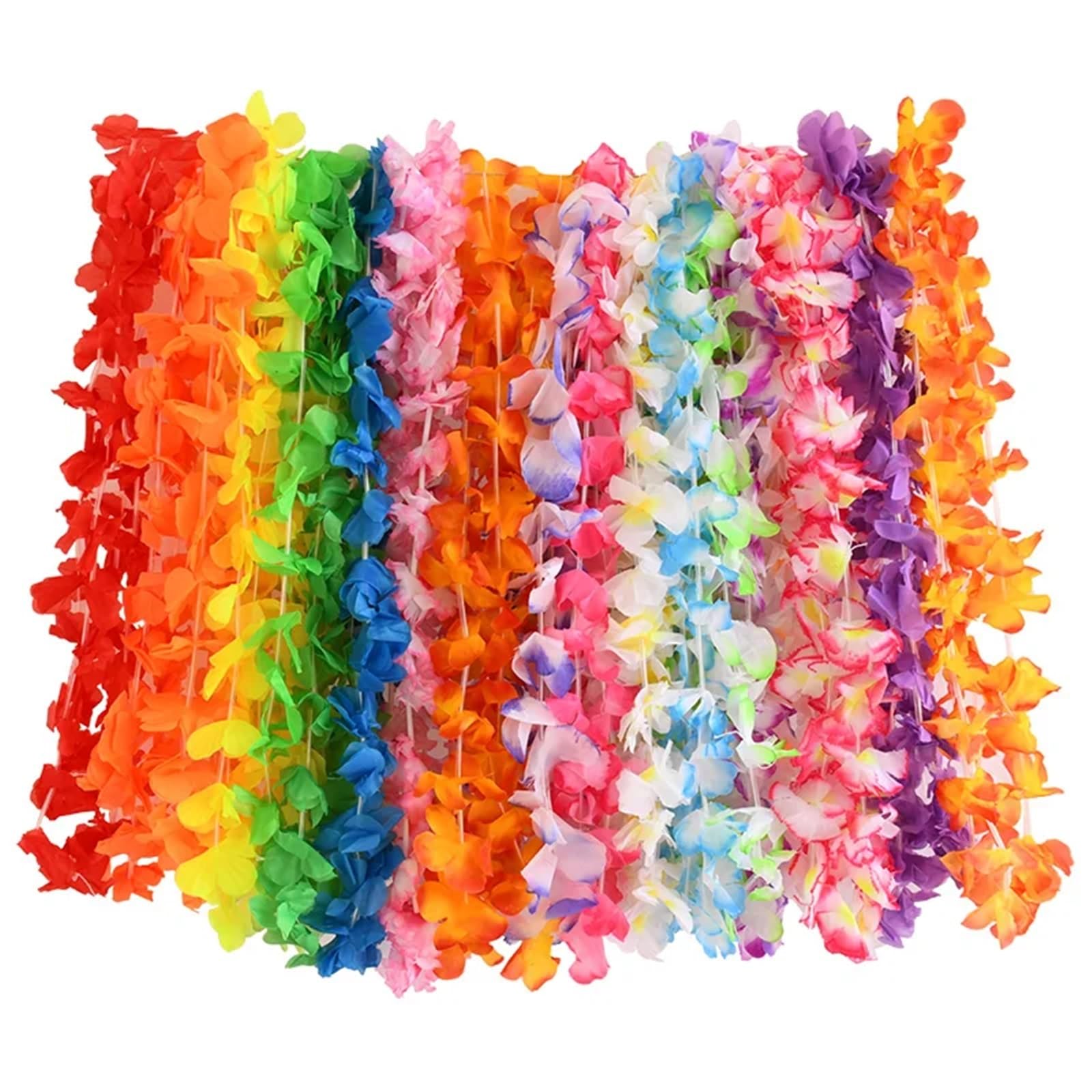 20/30/40/50 Stücke Hawaiian Künstliche Blumen Leis Girlande Halskette Sommer Tropischer Strand Geburtstag Party Dekoration Lieferungen Hochzeit Für Kinder Erwachsene(50Pcs)