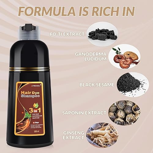 Miniatura 3 de YOURTONE MEIDU Champú de tinte para el cabello marrón 3 en 1 para cobertura del color y cuidado del cabello, champú de tinte para el cabello para