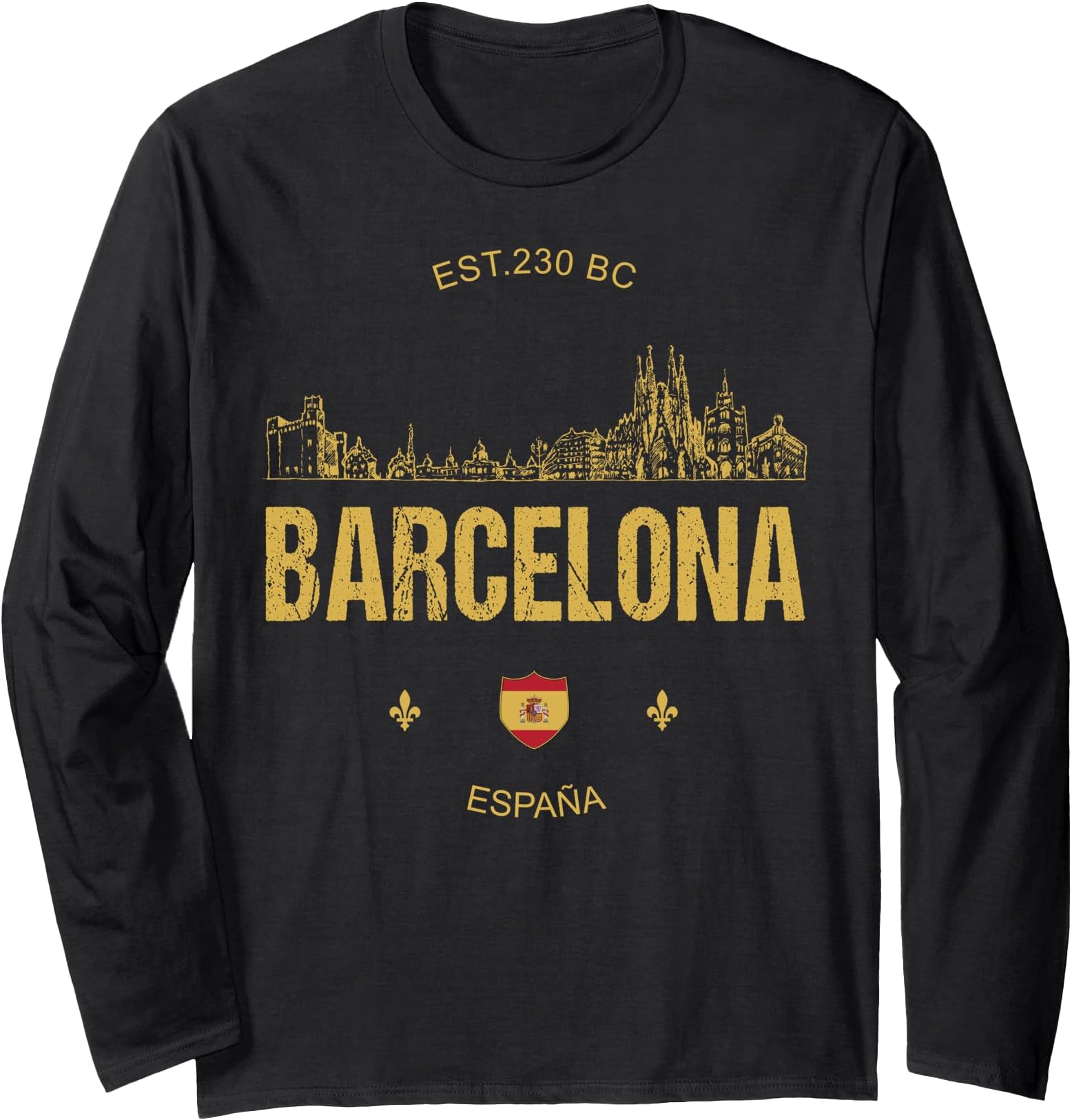 Barcelona Travel Souvenir OutfitsBarcelona Espana Skyline Barcelona Spain Travel Long Sleeve T-Shirt