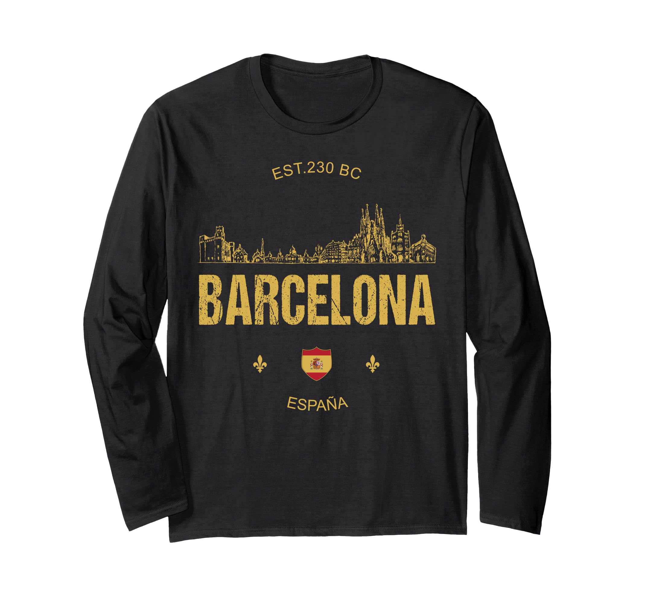Barcelona Travel Souvenir OutfitsBarcelona Espana Skyline Barcelona Spain Travel Long Sleeve T-Shirt