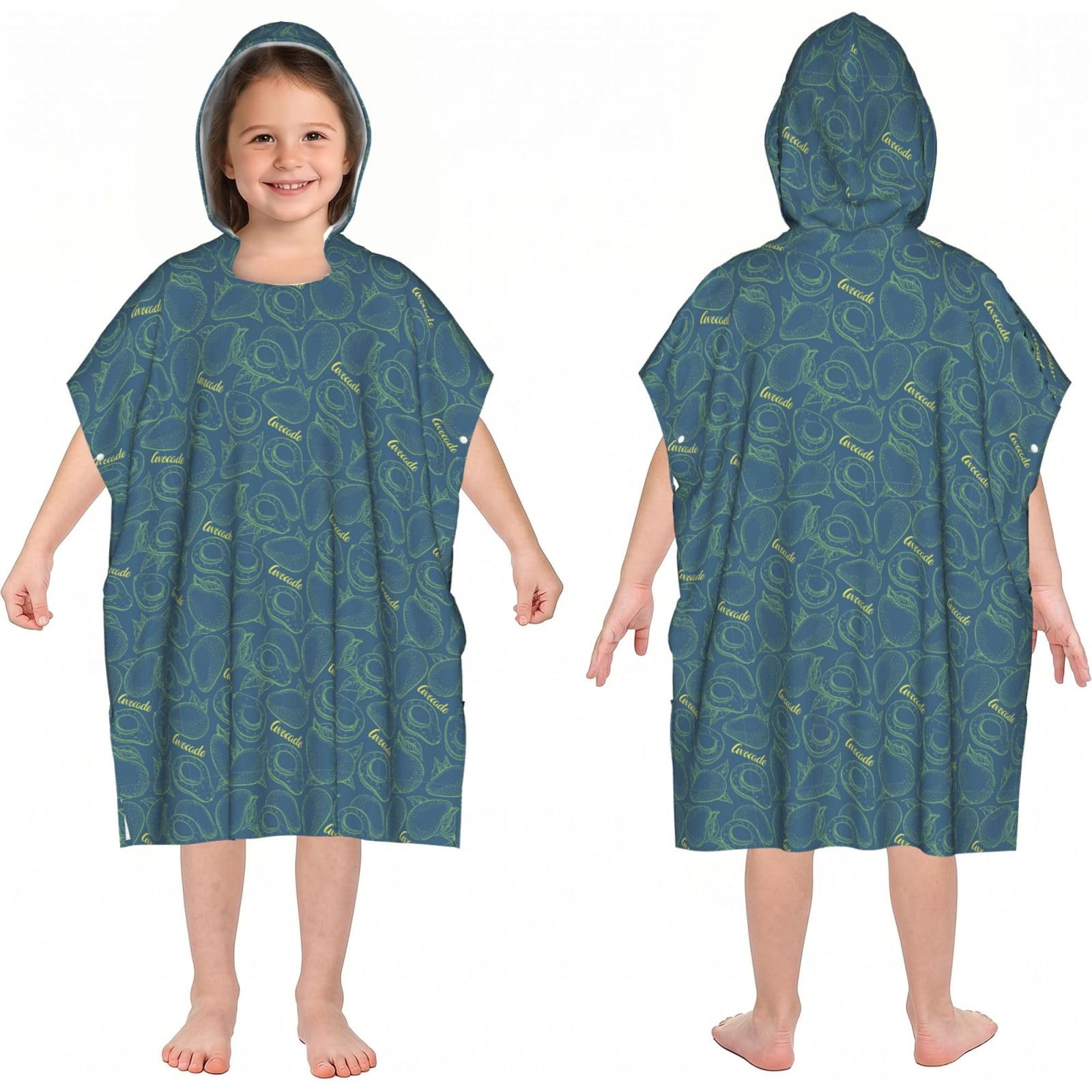 Noble Ren Fresh Avocado Hooded Kids Beach Towels Girls Boys Swimming Coverings Towels Bath Towels, Bathrobes, And Ponchos Absorb Water Quickly And Dry Well