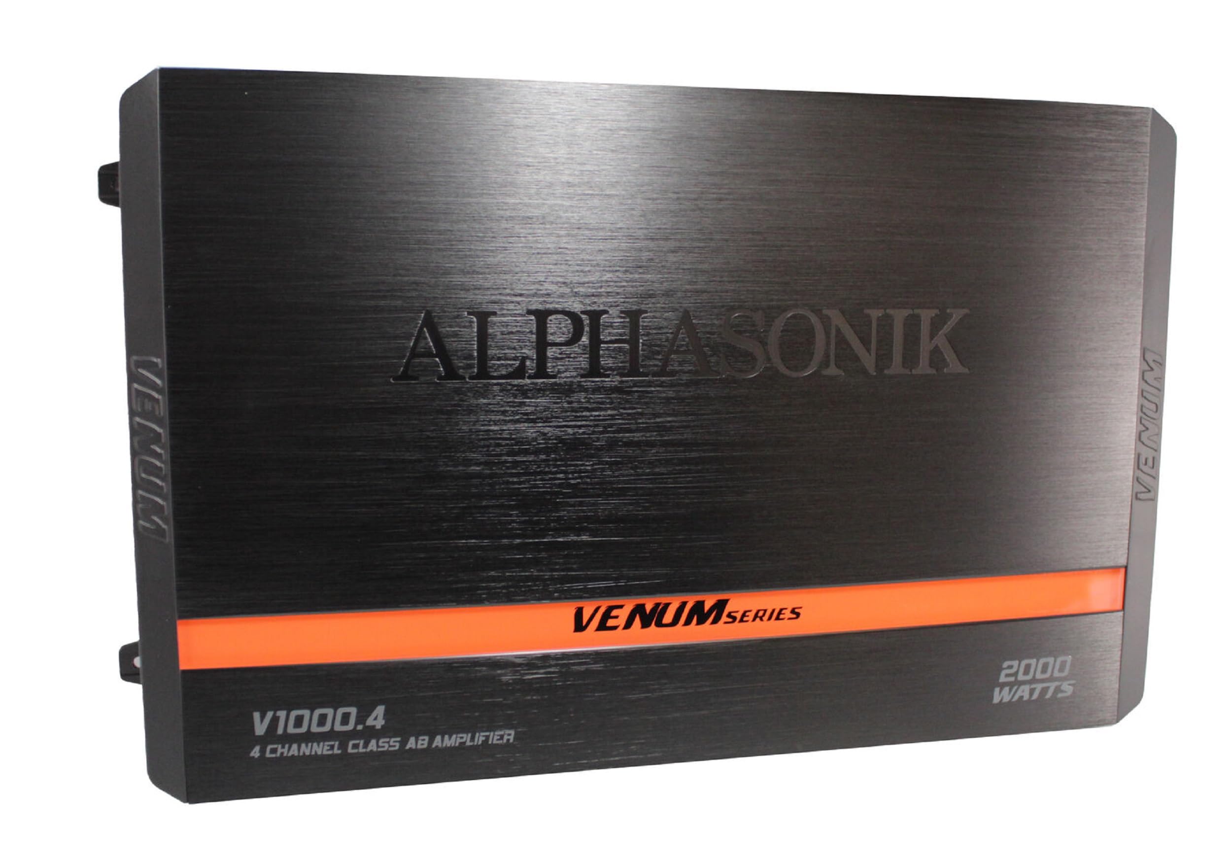Alphasonik V1000.4 Venum Series 2000 Watts Max 4-Channel Car Amp with Power Plant Chip 4-Way Protection Circuitry Multi-Channel Bridgeable Class A/B with Low Level Outputs & Selectable Input Switch