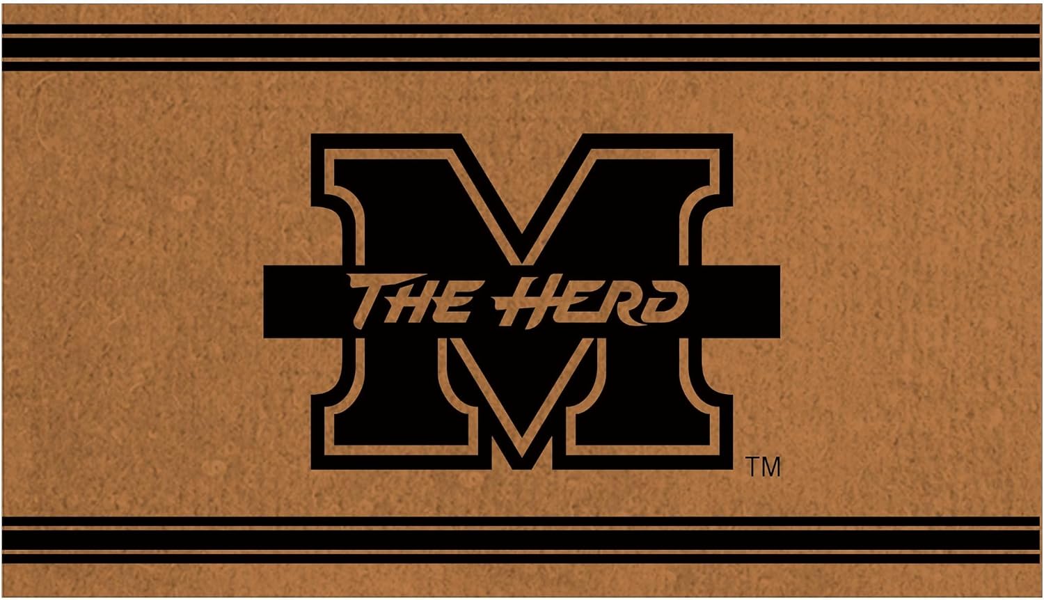 NCAA Marshall University Coir Door Mat, Indoor and Outdoor Entryway, 28 x 16 Inches Non Slip Back Welcome Floor Mats for Muddy Dog Paws, Weather-Resistant Front Door Entrance Home Décor