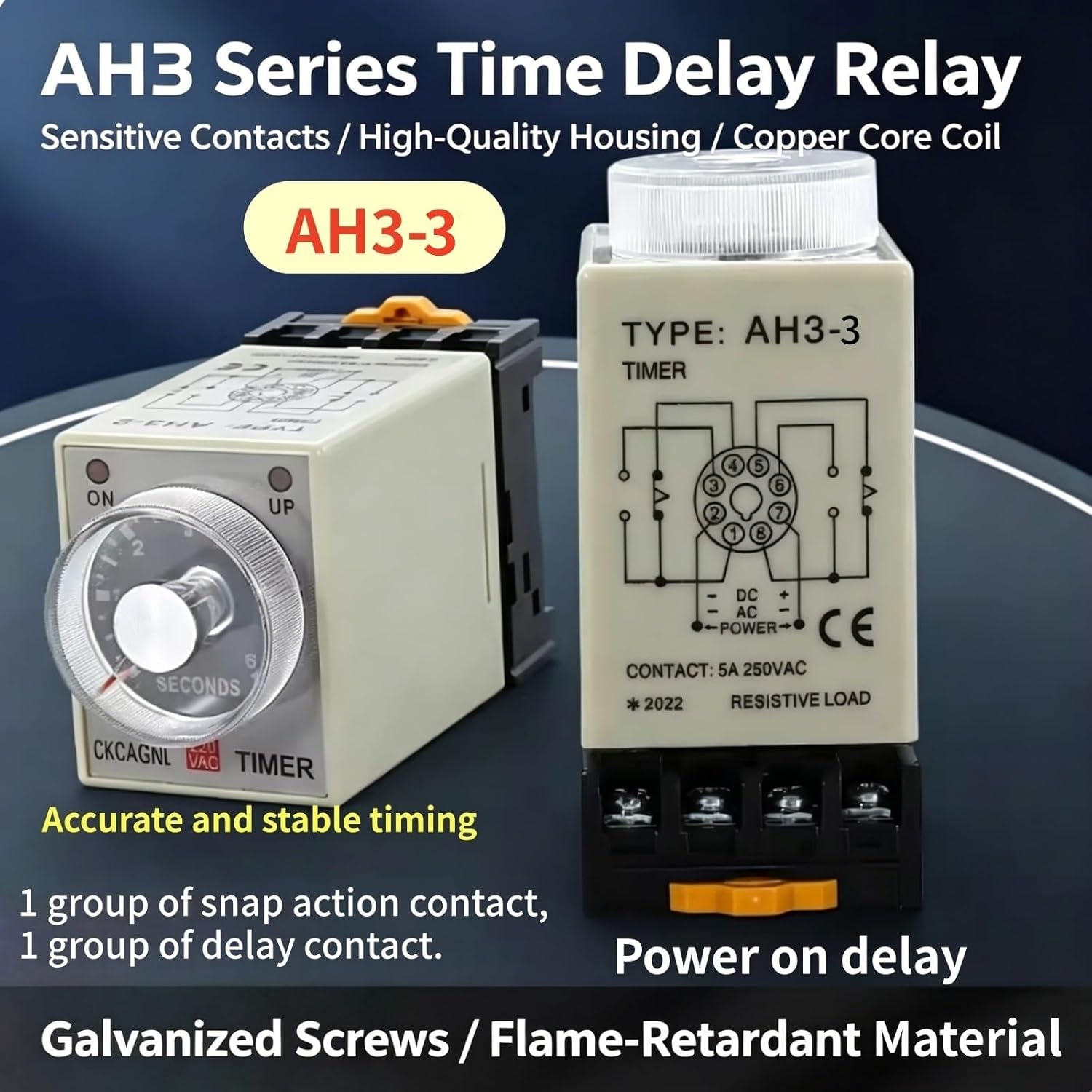 AH3-3 Time Relay, Adjustable Delay Timer Switch, AC110V 10 Minutes Timer Switch for Automatic Control System, Eight-pin Terminal Block(Pack of 4)