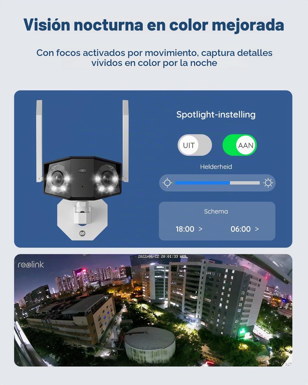 Reolink Cámara Exterior WiFi 4K, Duo 2 WiFi, Doble Lente (Reacondicionado) | Doble Lente, Ultra Gran Angular 180°, Detección Persona/Vehículo/Mascota, WiFi 2,4/5GHz, Visión Nocturna Color, Audio 2 Vías