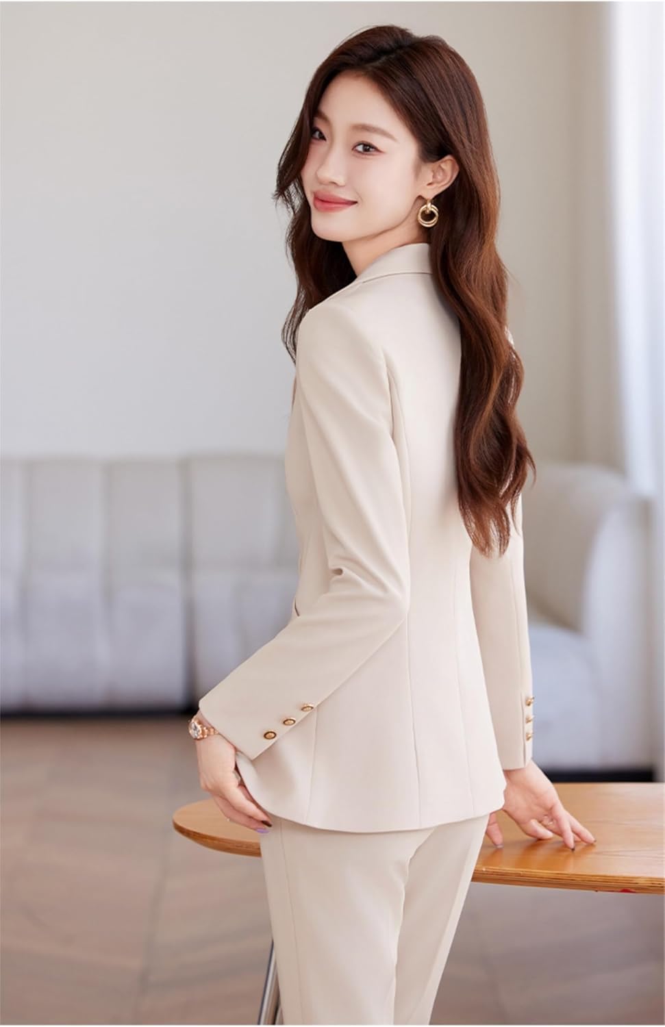 Ladies Business Blazer and Pants Set Fit Formal Suit for Office Work and Special Occasions