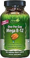 Vista 1 de Irwin Naturals Vitamina de metilcobalamina de alta potencia Mega B-12 de 1,500 mcg, absorción rápida y mejorada con MCT + ginseng asiático, impulso