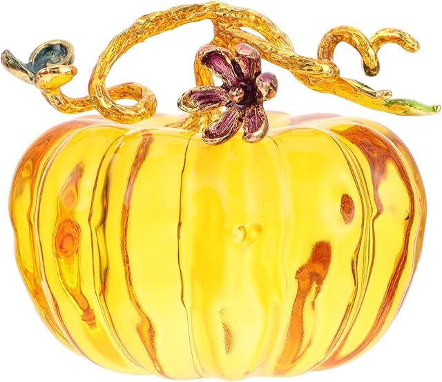 NUOBESTY Hand Blown Pumpkin Decorative Glass Pumpkin Figurine Pumpkin Ornament Tabletop Decoration for Fall Harvest Thanksgiving Halloween Home Decoration
