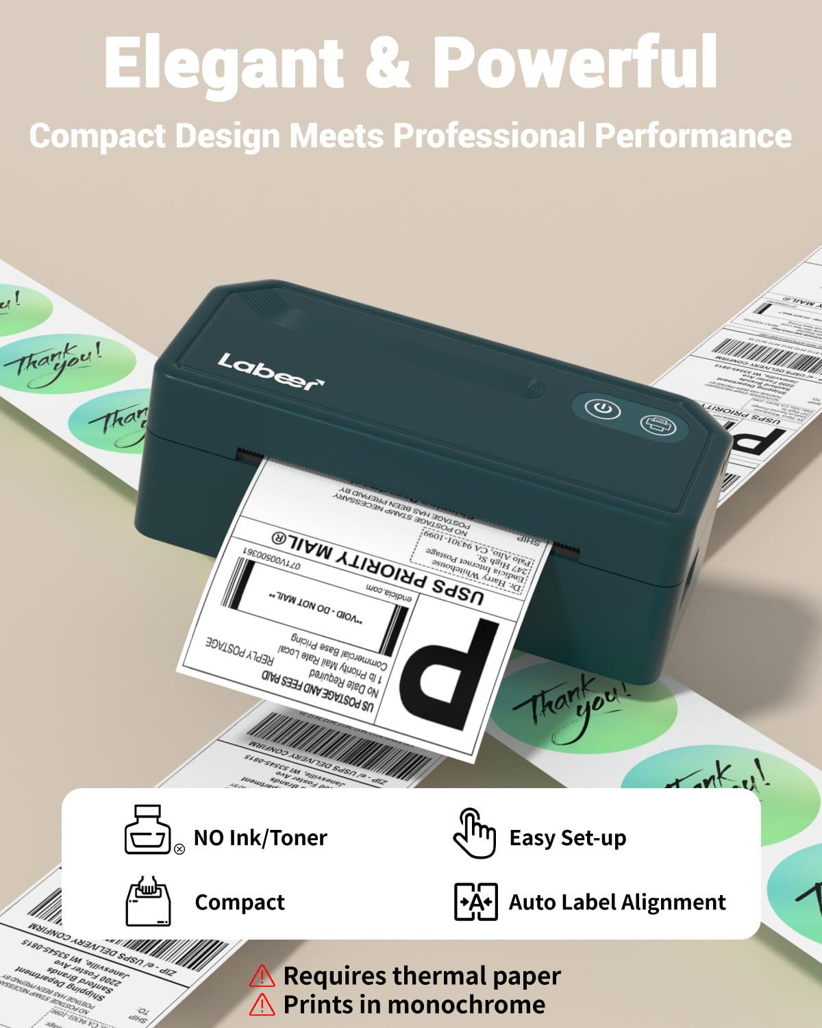 Labeer Stampante termica per etichette Bluetooth, stampante per etichette di spedizione 4x6 per spedizioni, ufficio o casa per piccole imprese, compatibile con telefono, pad e PC, supporta ups/Shopify