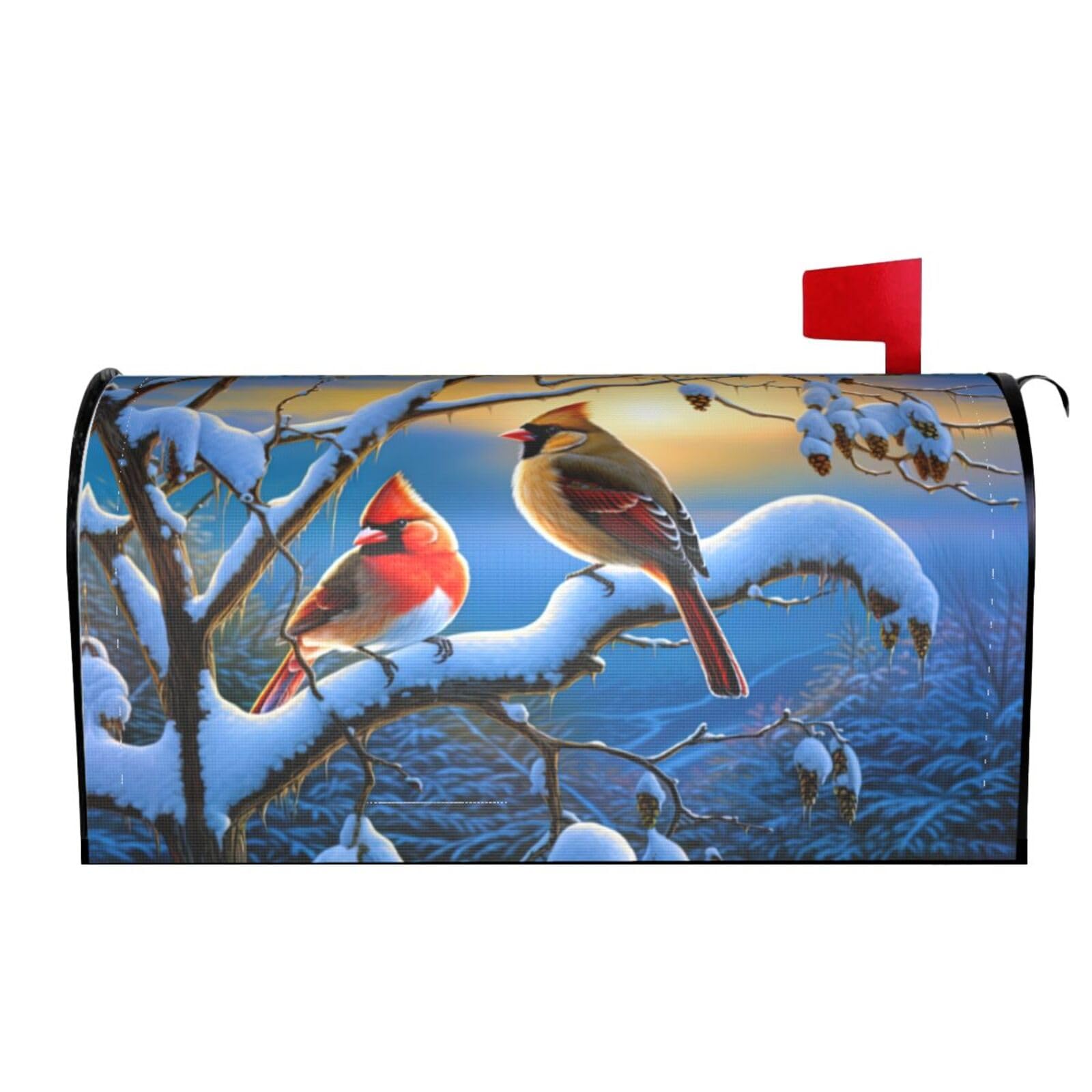 Snow Winter Bird 03 Mailbox Covers Magnetic Wraps Post Letter Box Cover Garden Home Decor
