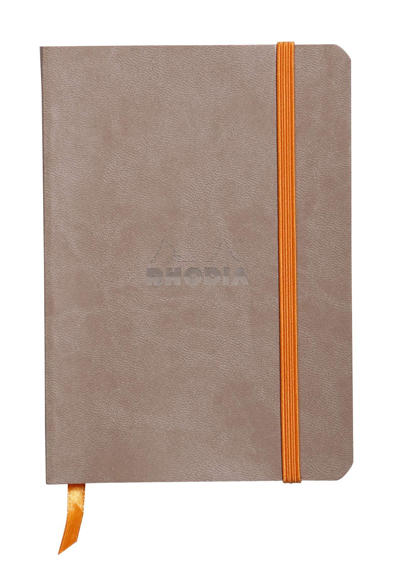 RHODIA 117304C - Carnet Souple Taupe - A6 - Ligné - 144 pages - Papier Clairefontaine Ivoire 90 g/m² - Marque-Page, Fermeture Élastique - Couverture Simili Cuir - Collection Rhodiarama