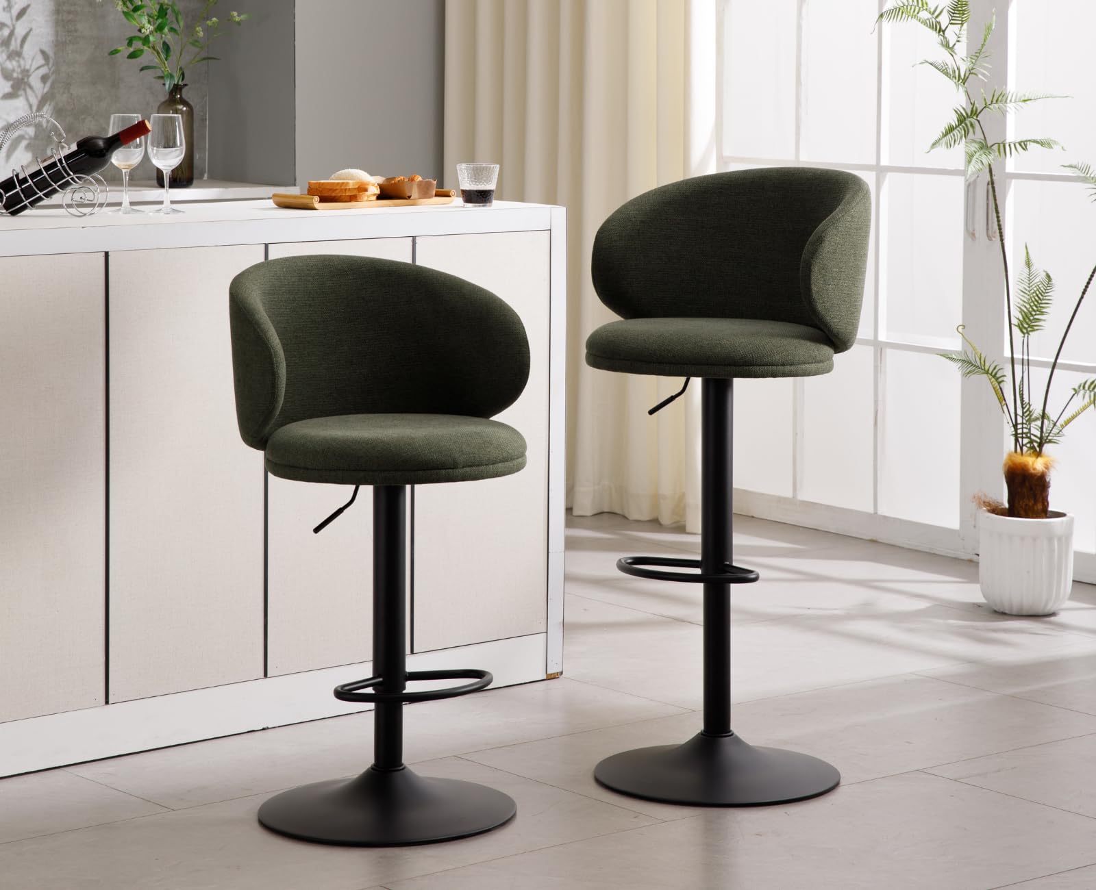 chairus Barhocker 2er Set Höhenverstellbare Barstuhl mit Fußstütze Grün