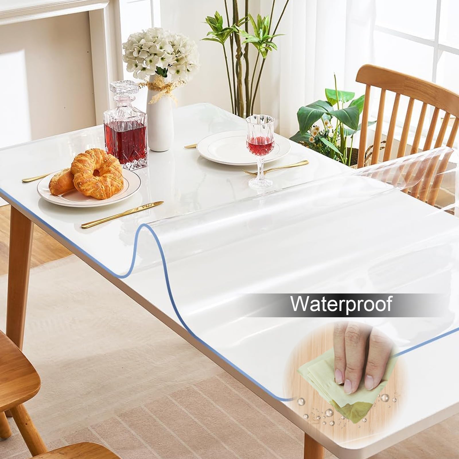Sottomano da scrivania Trasparente 90x40cm Tappetino da Scrivania Trasparente con Bordi Arrotondati, Tovaglia Plastificata Trasparente Impermeabile Antiscivolo per Ufficio(150cm*150cm)
