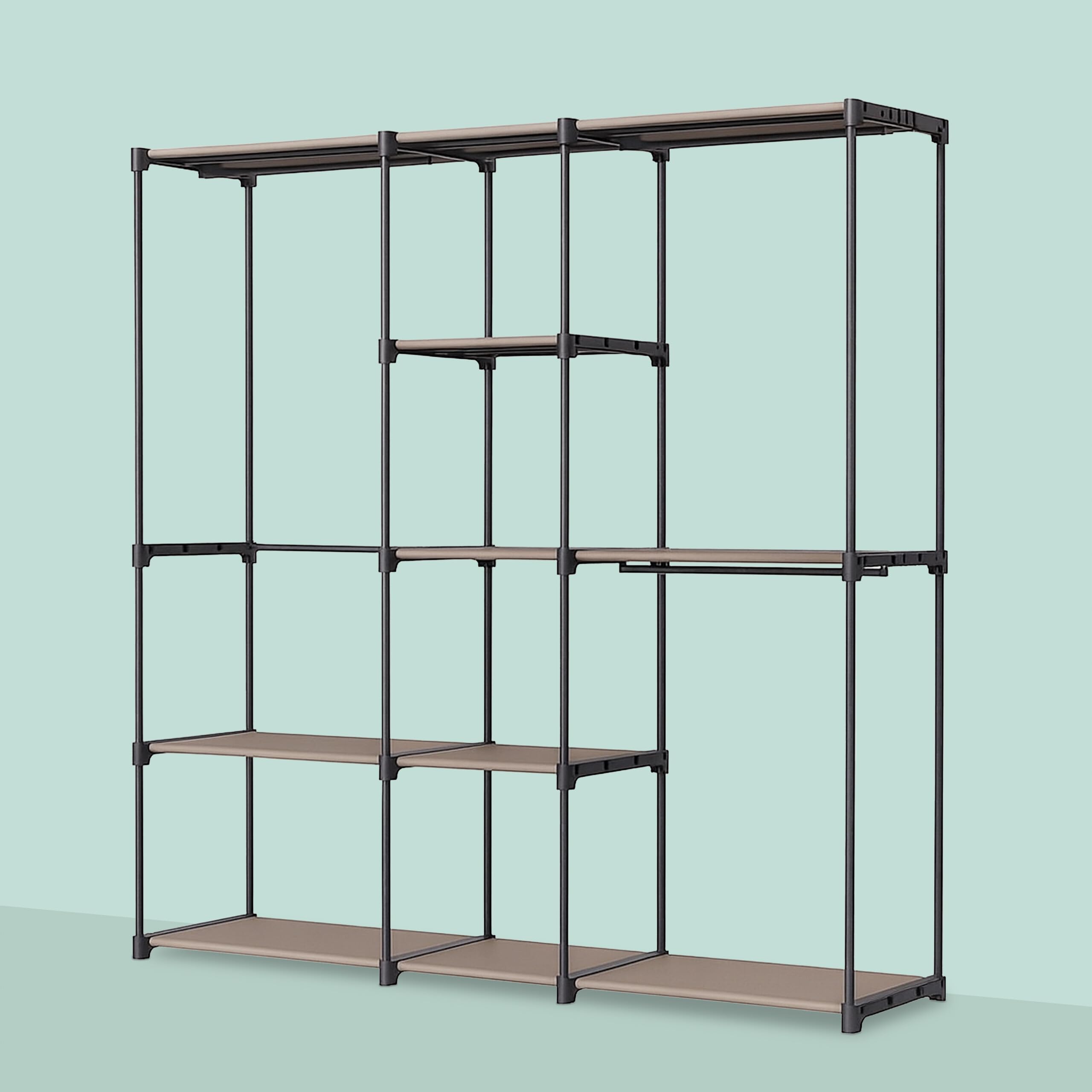 Relaxdays garde-robe, armoire ouverte, étagères et barres à vêtements, portant, système modulaire flexible, blanc