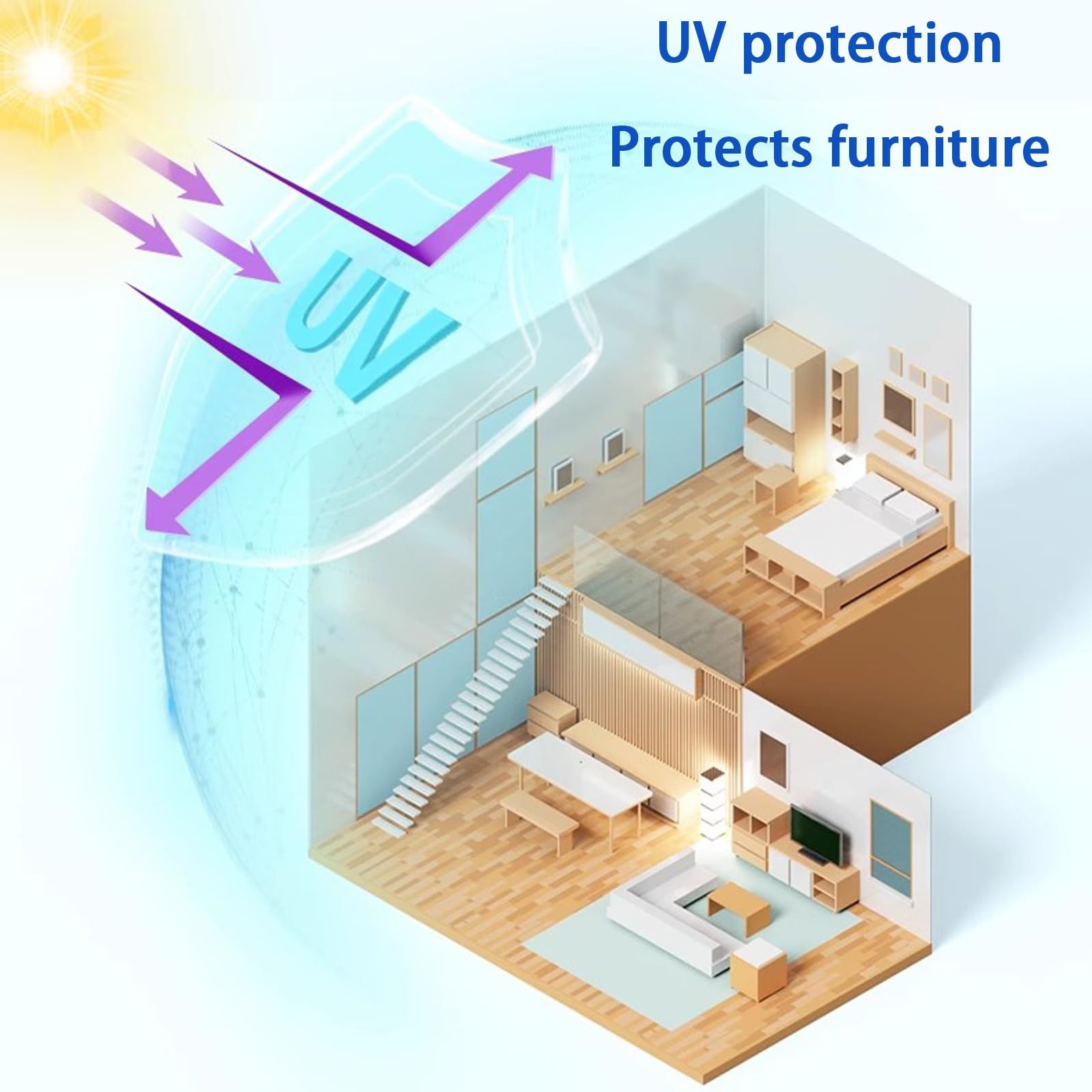 Film à sens unique réfléchissant non adhésif pour fenêtre de maison, bureau, protection UV, contrôle de la chaleur, antireflet argenté (152 x 100 cm)