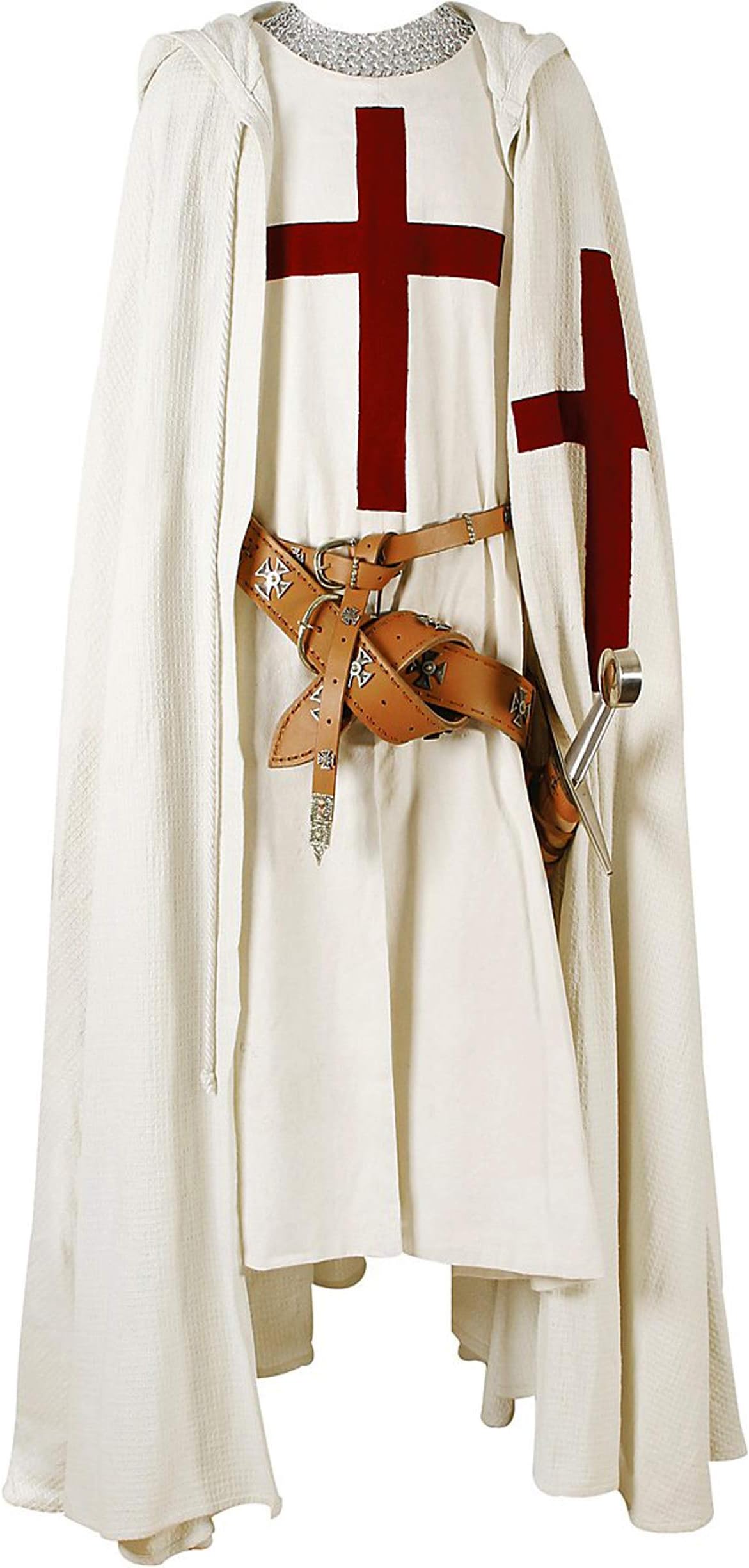 Medieval Tunic Templar Knight Halloween Costume Hooded Cap Cloak Renaissance Surcoat Cosplay Costumes Size (S-6XL)