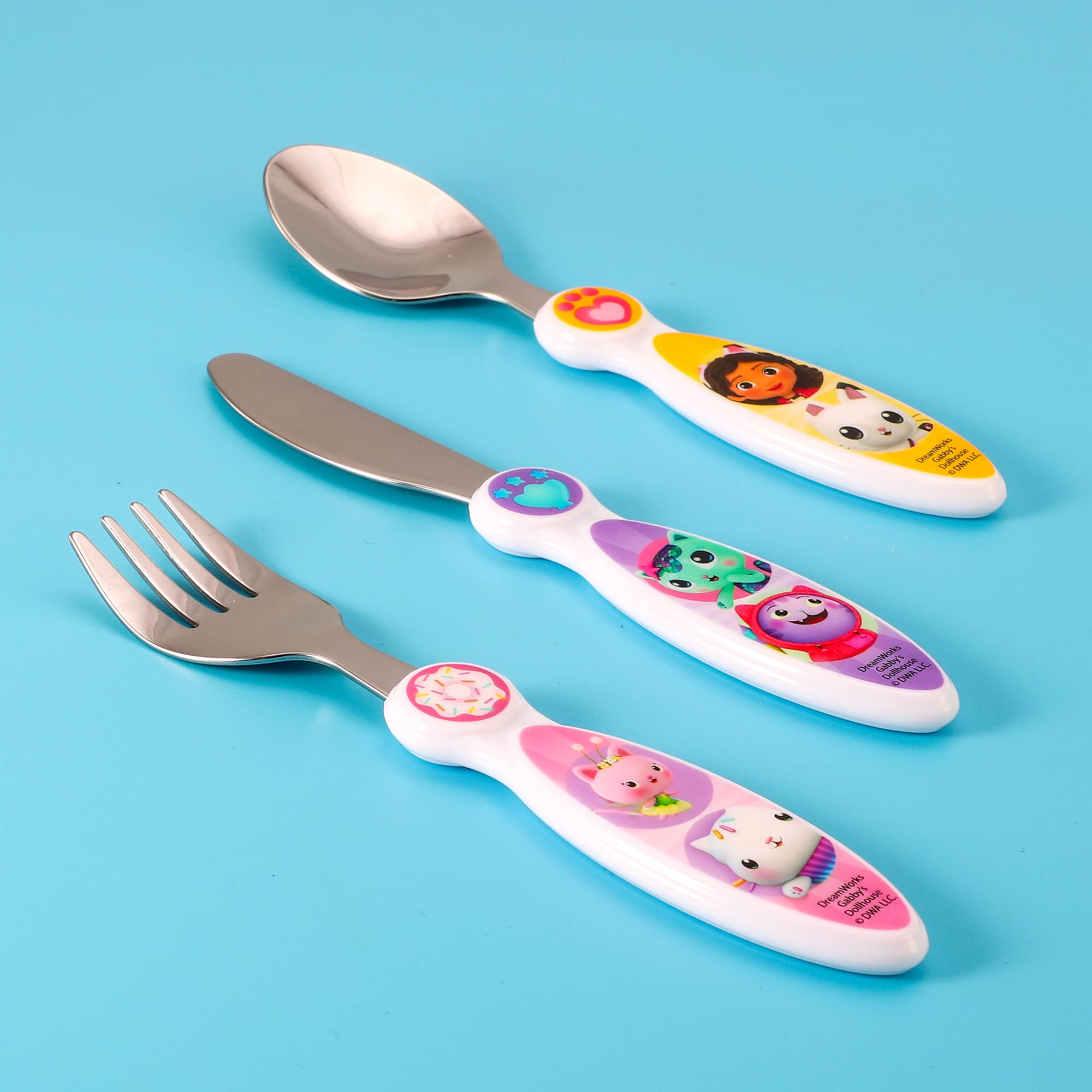 Gabby's Dollhouse 3 Piece Kids Cutlery Set - Knife/Fork/Spoon