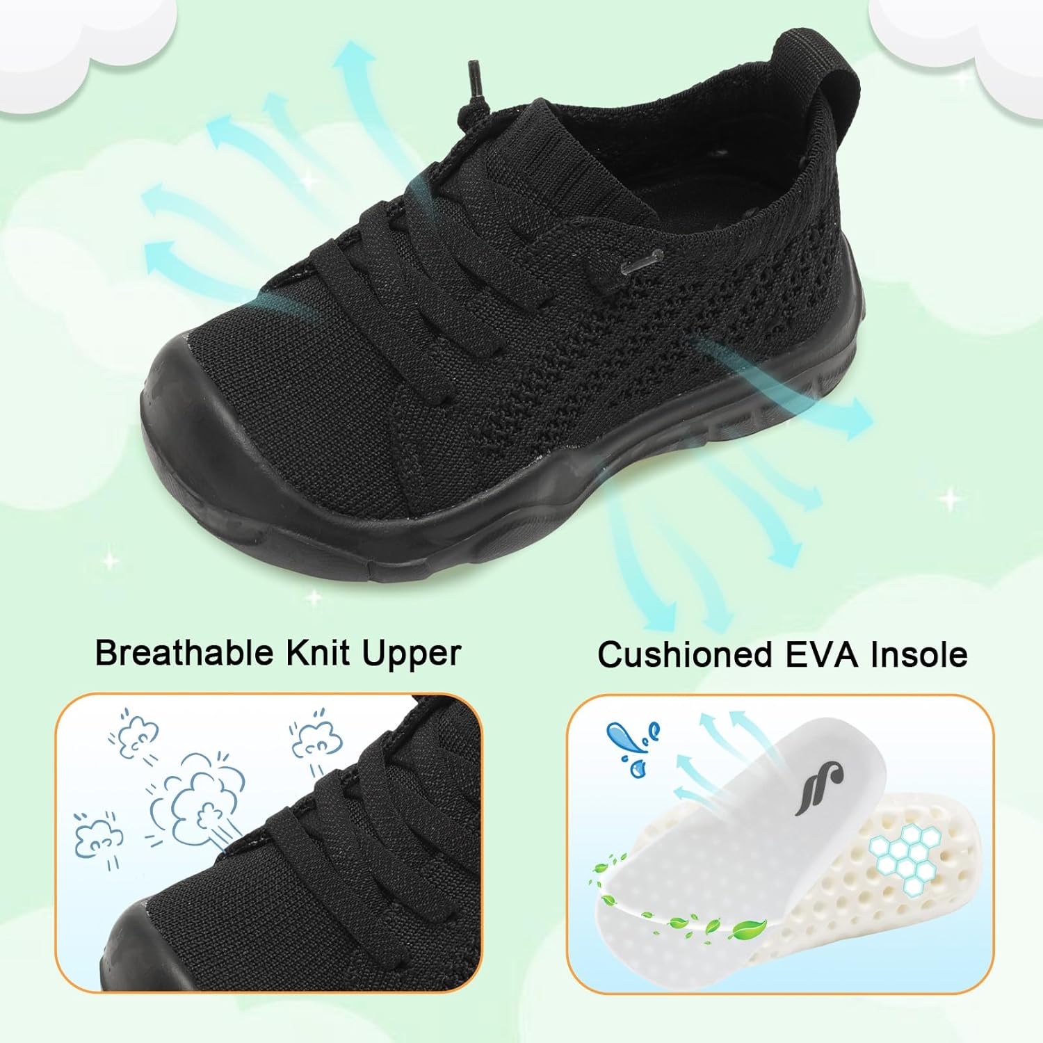 JIASUQI Toddler Shoes for Boys Girls Slip on Sneakers Wide Toe Walking Shoes Toddler Sock Shoes - Image 5