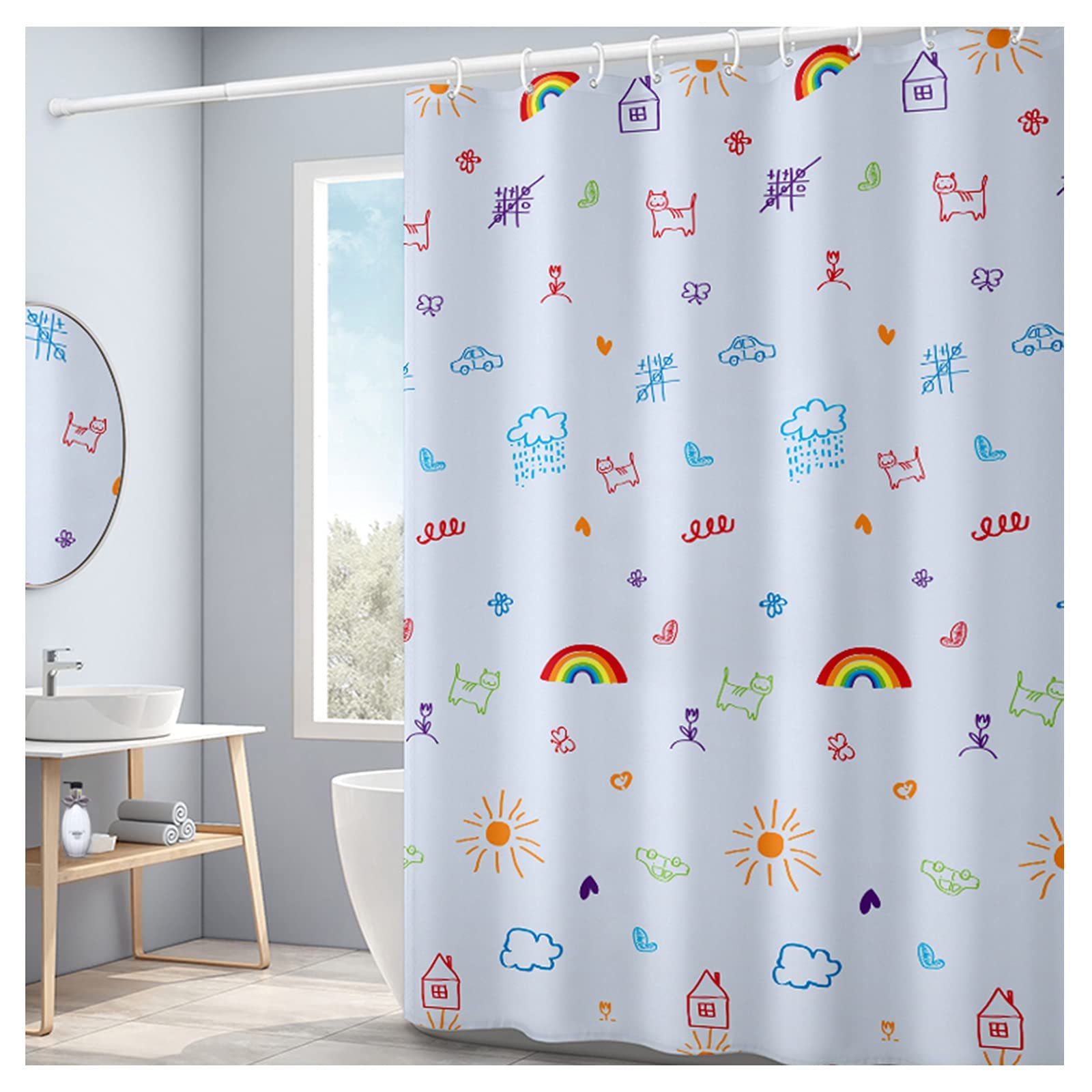 Rideau de douche opaque W240xH200cm pour séparation d'hôtel et maison