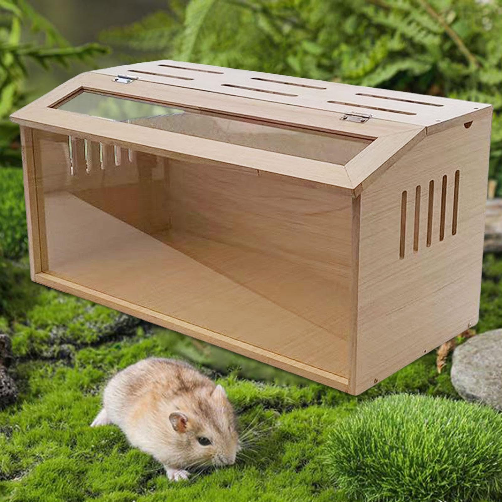Caja de Criadero de Madera para Pollos, 60x30x30cm (24x12x12in), Transparente, Versátil para Codornices, Reptiles, Roedores y Erizos