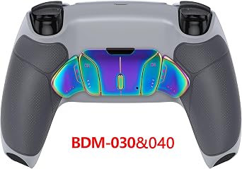 eXtremeRate Real Metal Buttons (RMB) Version RISE4 Remap Kit for PS5 Controller BDM-030 040 with Rubberized Grip Redesigned Back Shell, Upgrade Board & 4 Back Buttons for PS5 Controller